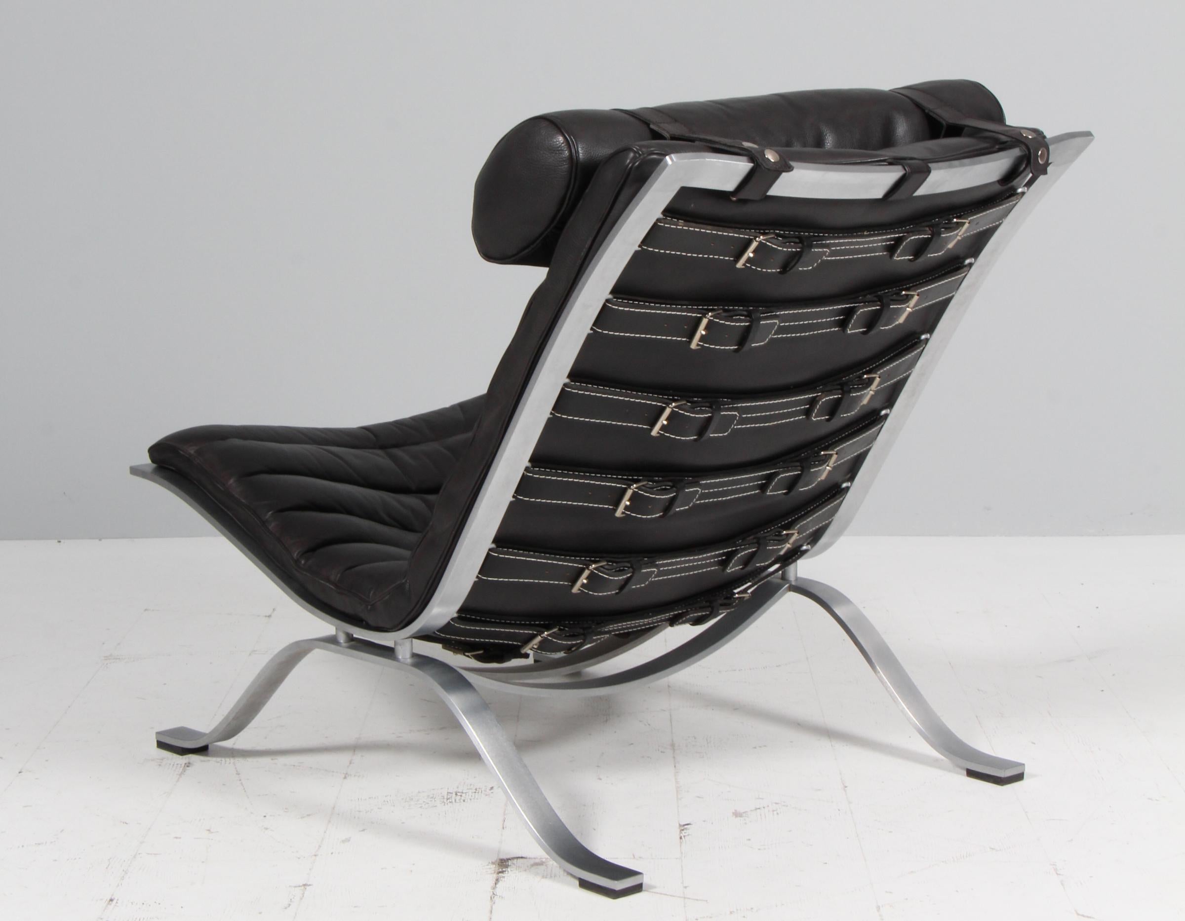 Arne Norells Chaise longue avec ottoman en cuir patiné en vente 4