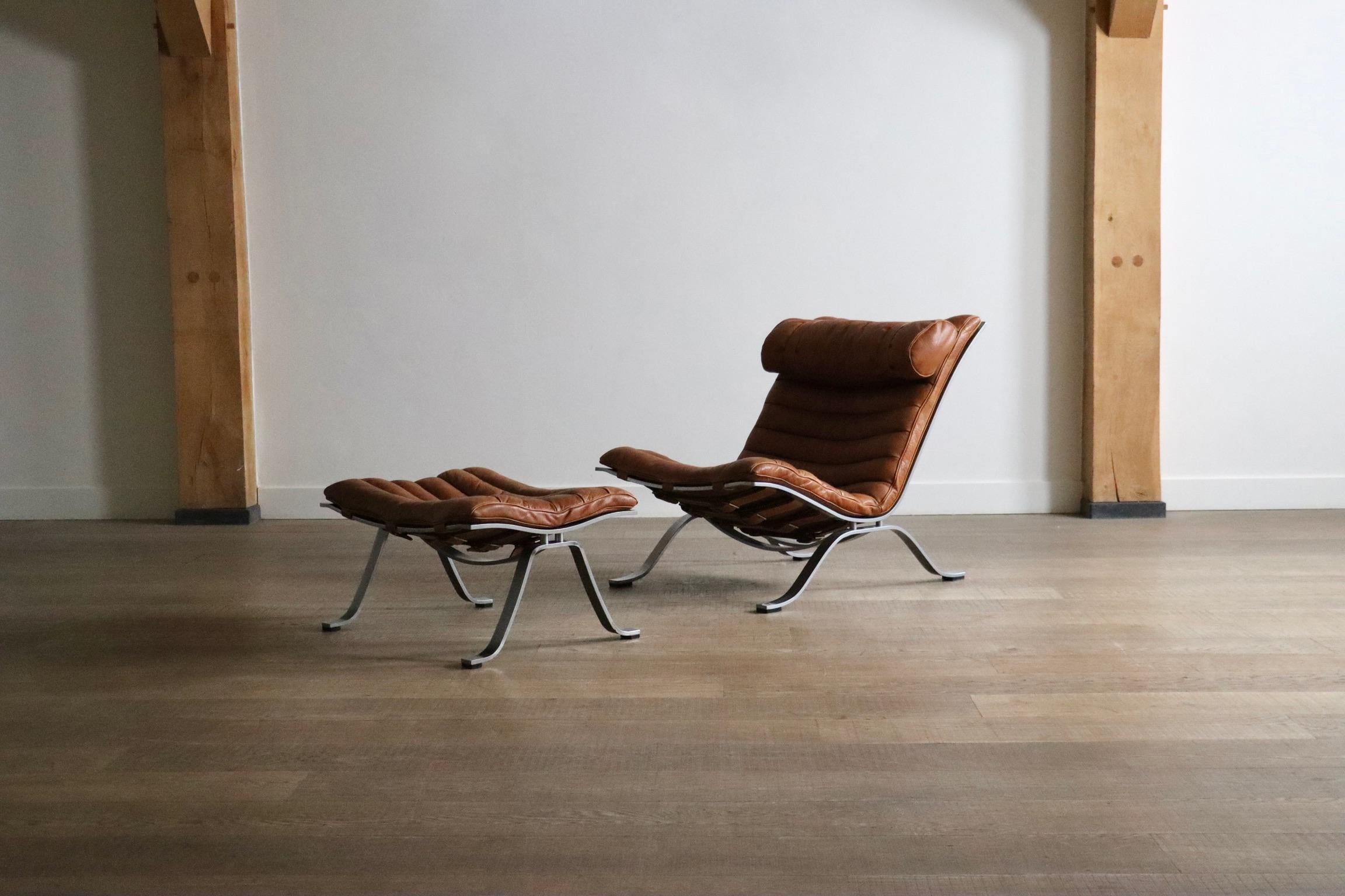 Arne Norell Ari lounge chair with Ottoman Sweden 1966 In Good Condition In ABCOUDE, UT