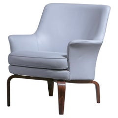 Fauteuil modèle Pilot T184 d'Arne Norell en cuir et hêtre, 1970