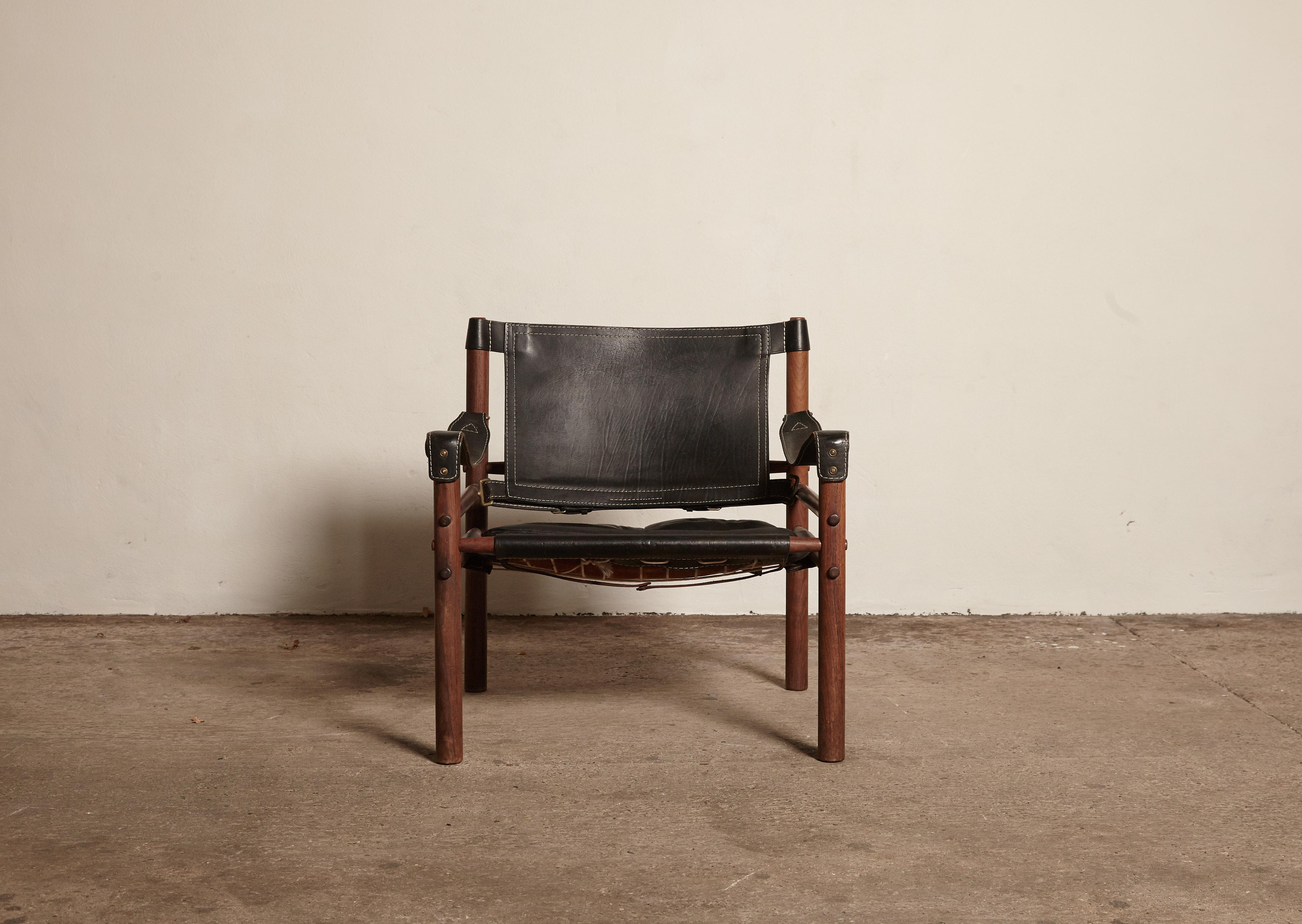 black leather safari chair