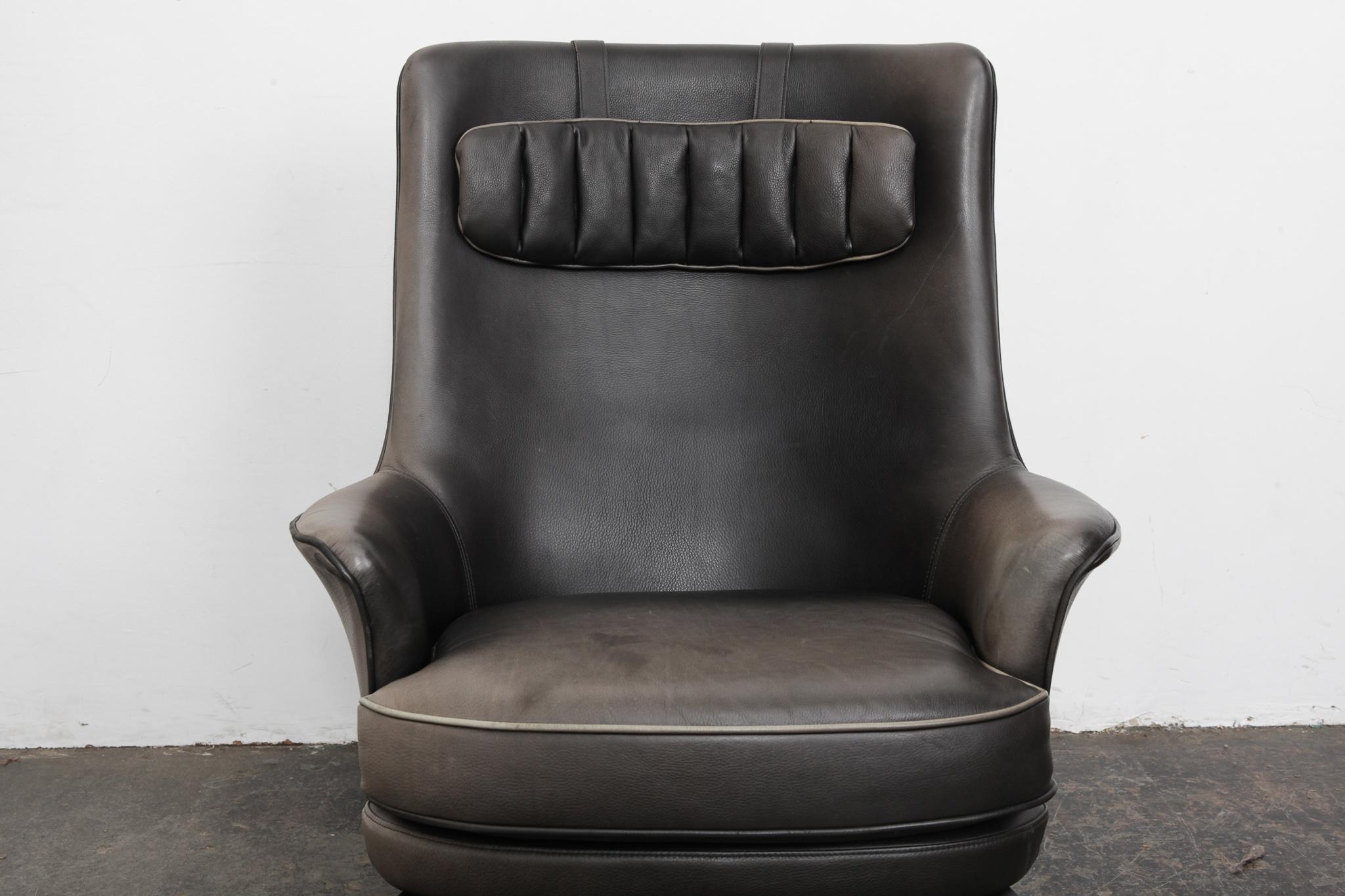Arne Norell Black Leather Tall Back 