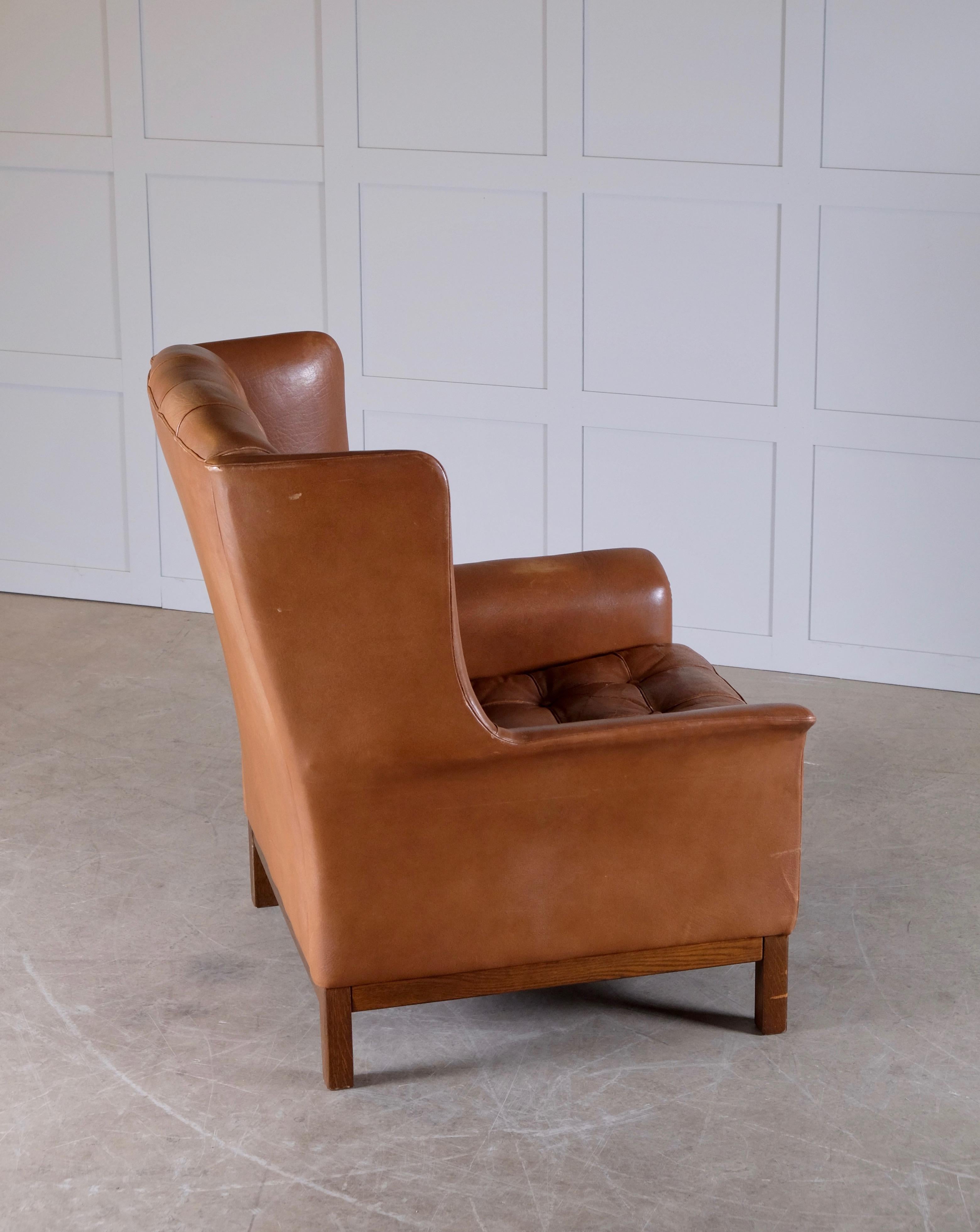Scandinavian Modern Arne Norell Buffalo Leather Easy Chair, 1960s