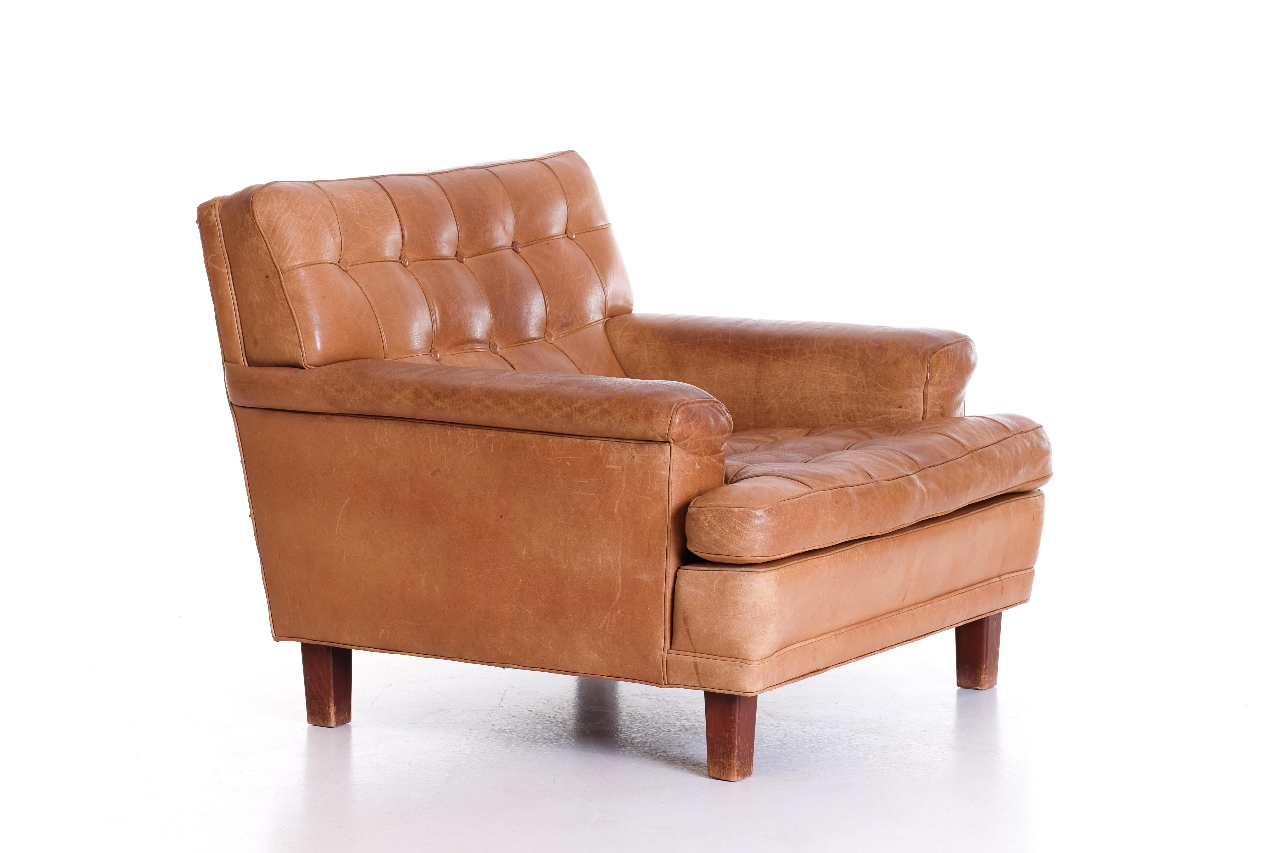 Mid-20th Century Arne Norell Buffalo Leather 