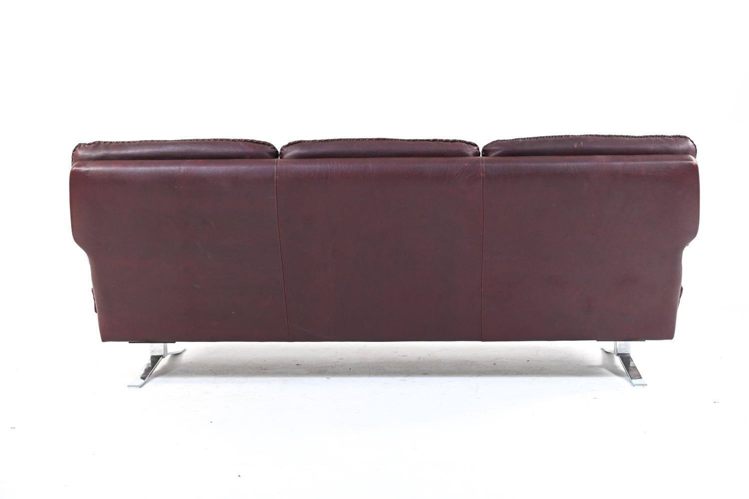 Arne Norell Chrome & Buffalo Leather Sofa Suite, c. 1960's 5