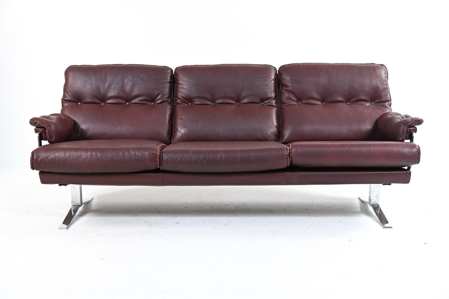 Norwegian Arne Norell Chrome & Buffalo Leather Sofa Suite, c. 1960's