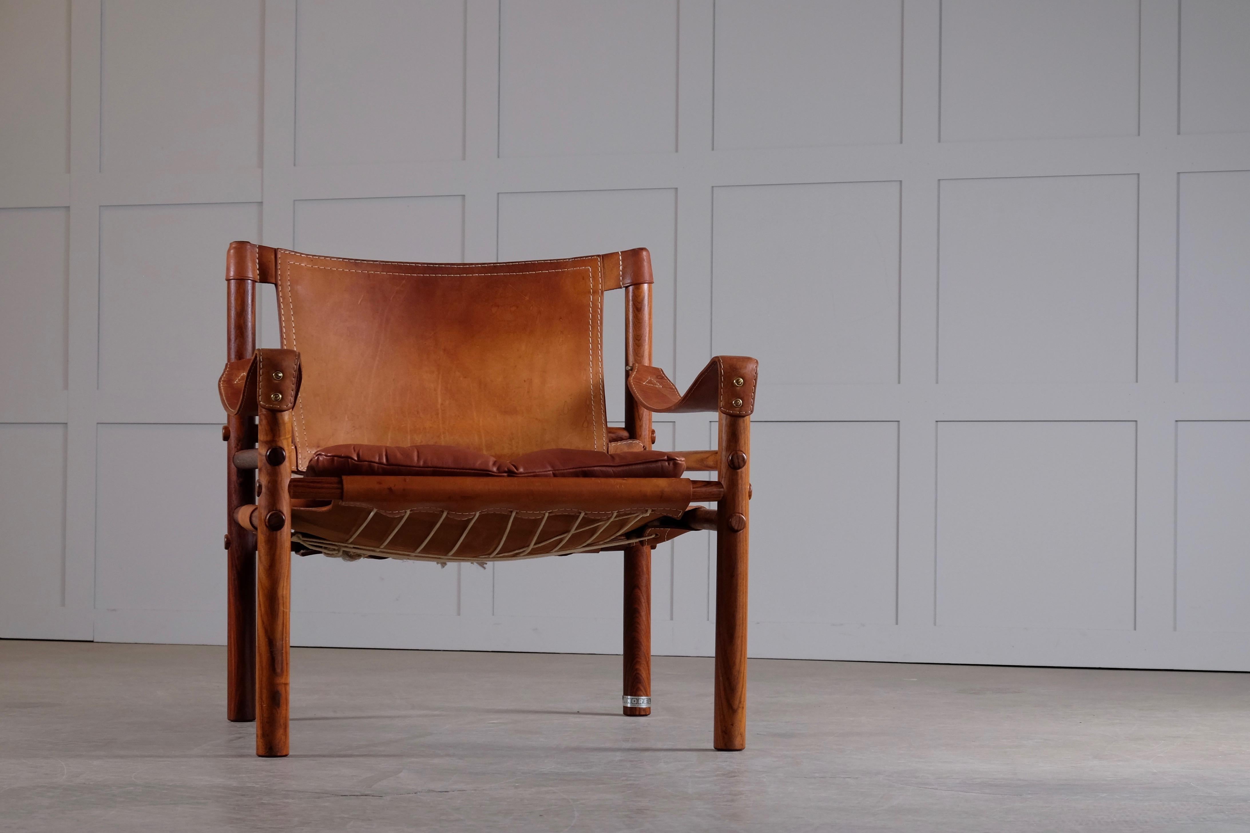 Arne Norell Cognac Leather Safari Chair Model Sirocco, 1960s 8