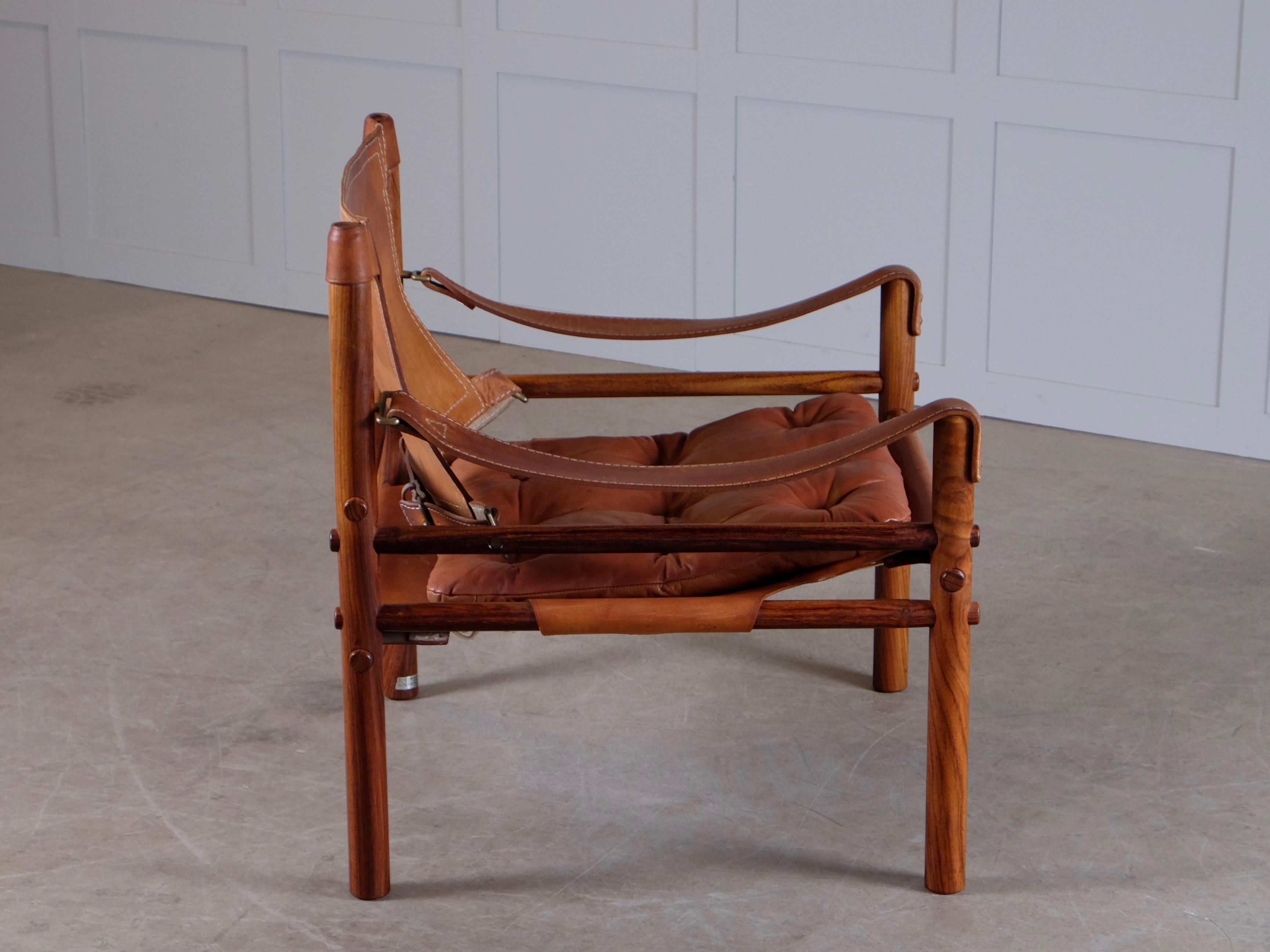 Arne Norell Cognac Leather Safari Chair Model Sirocco, 1960s 10