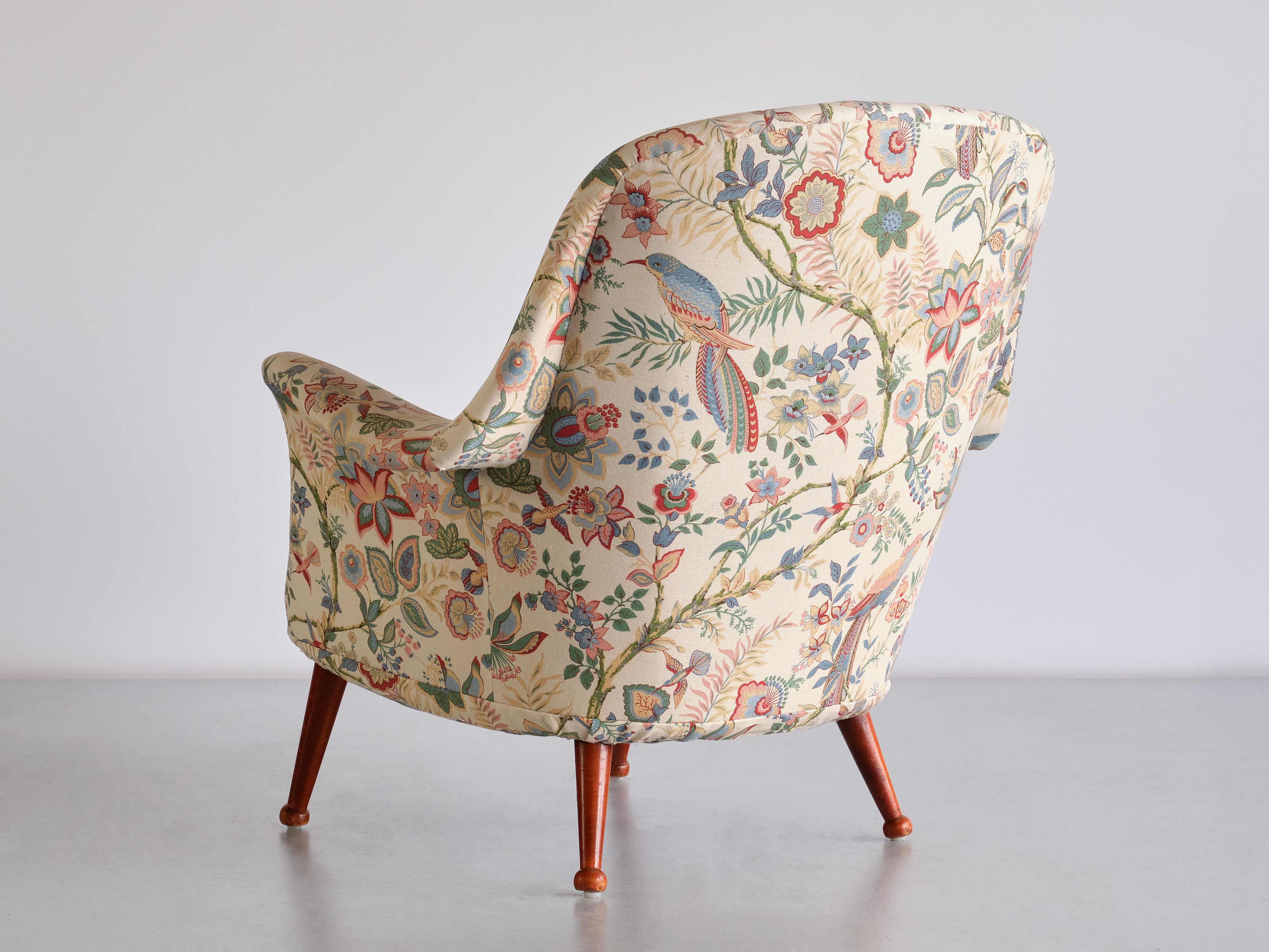 Fabric Arne Norell 'Divina' Armchair, Westbergs Möbler AB, Sweden, 1950s