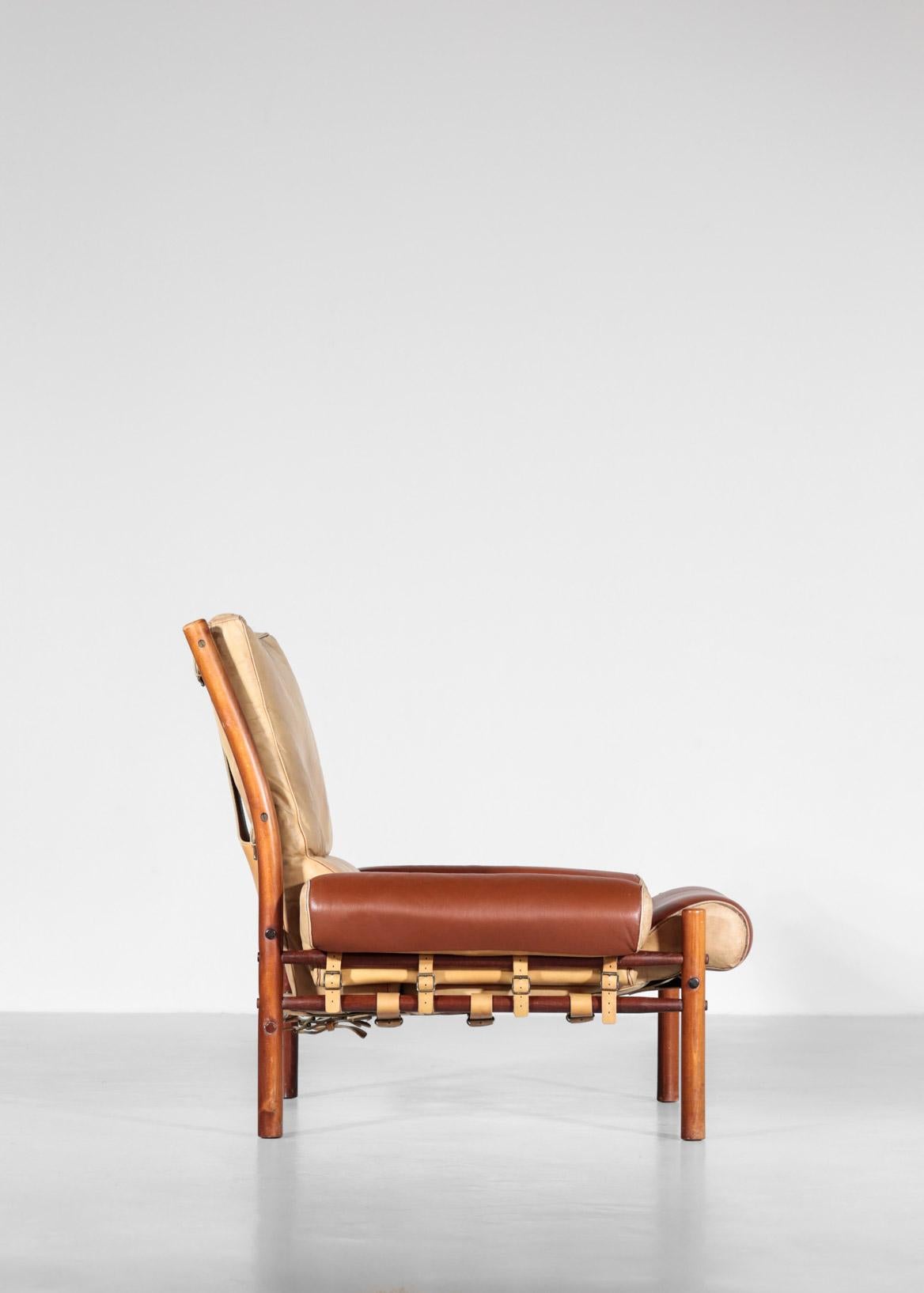 Arne Norell Easy Chair Model Inca 1960s Havana Leather Sweden Ab Safari 1