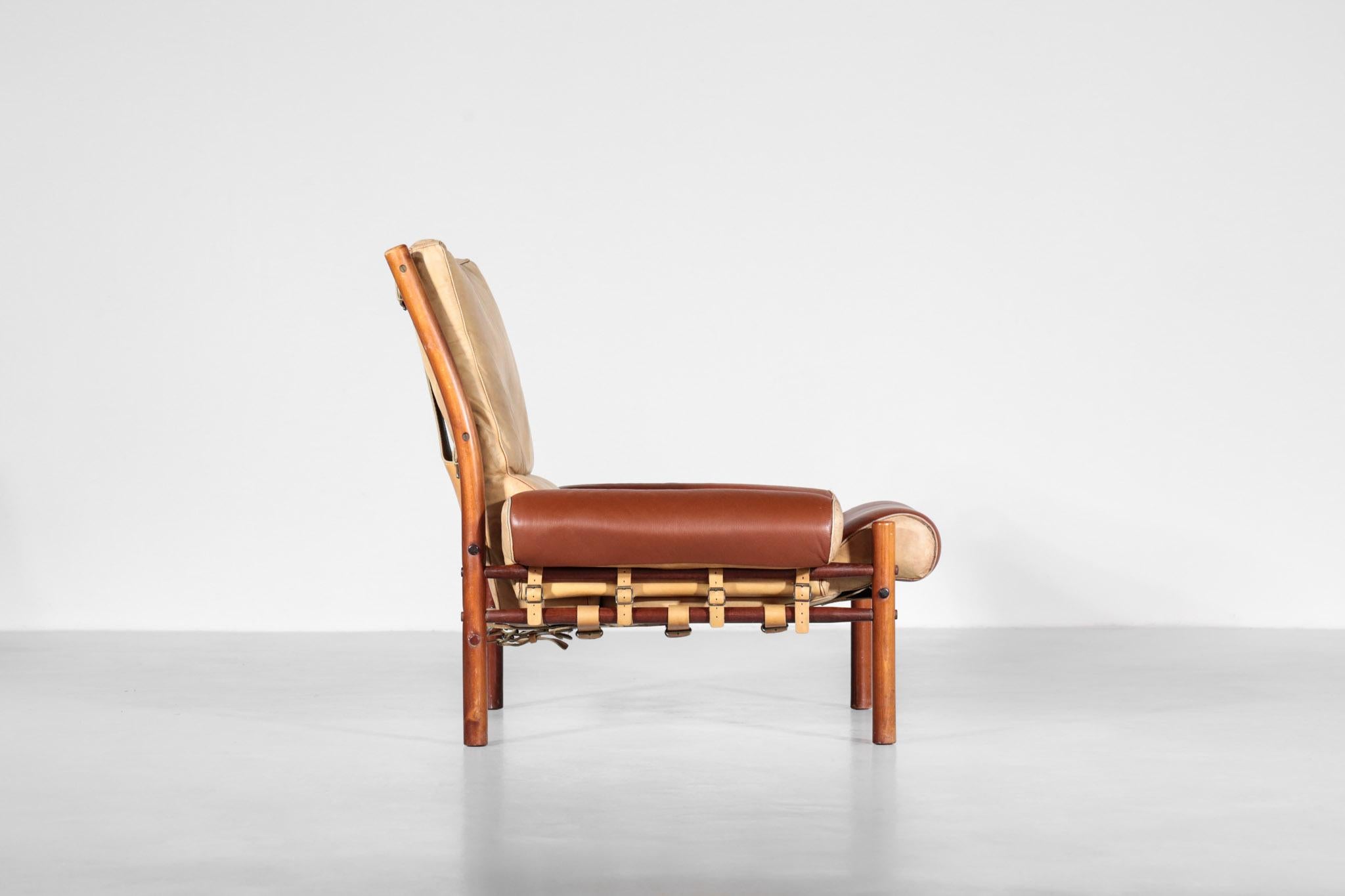 Arne Norell Easy Chair Model Inca 1960s Havana Leather Sweden Ab Safari 3