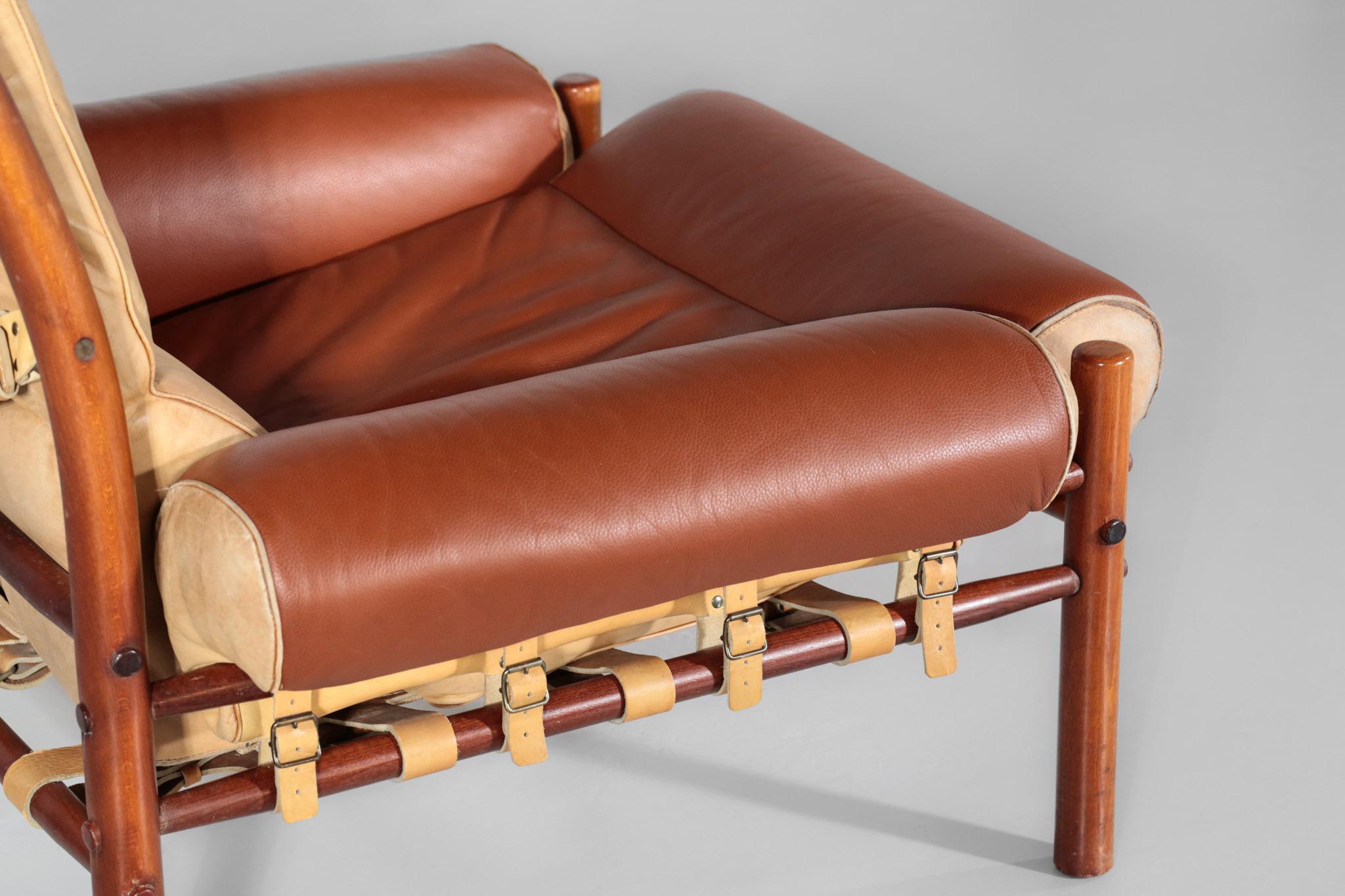 Mid-20th Century Arne Norell Easy Chair Model Inca 1960s Havana Leather Sweden Ab Safari