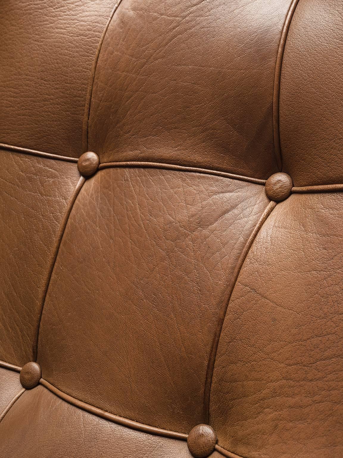 Mid-20th Century Arne Norell High Back Chair in Patinated Cognac Buffalo Leather