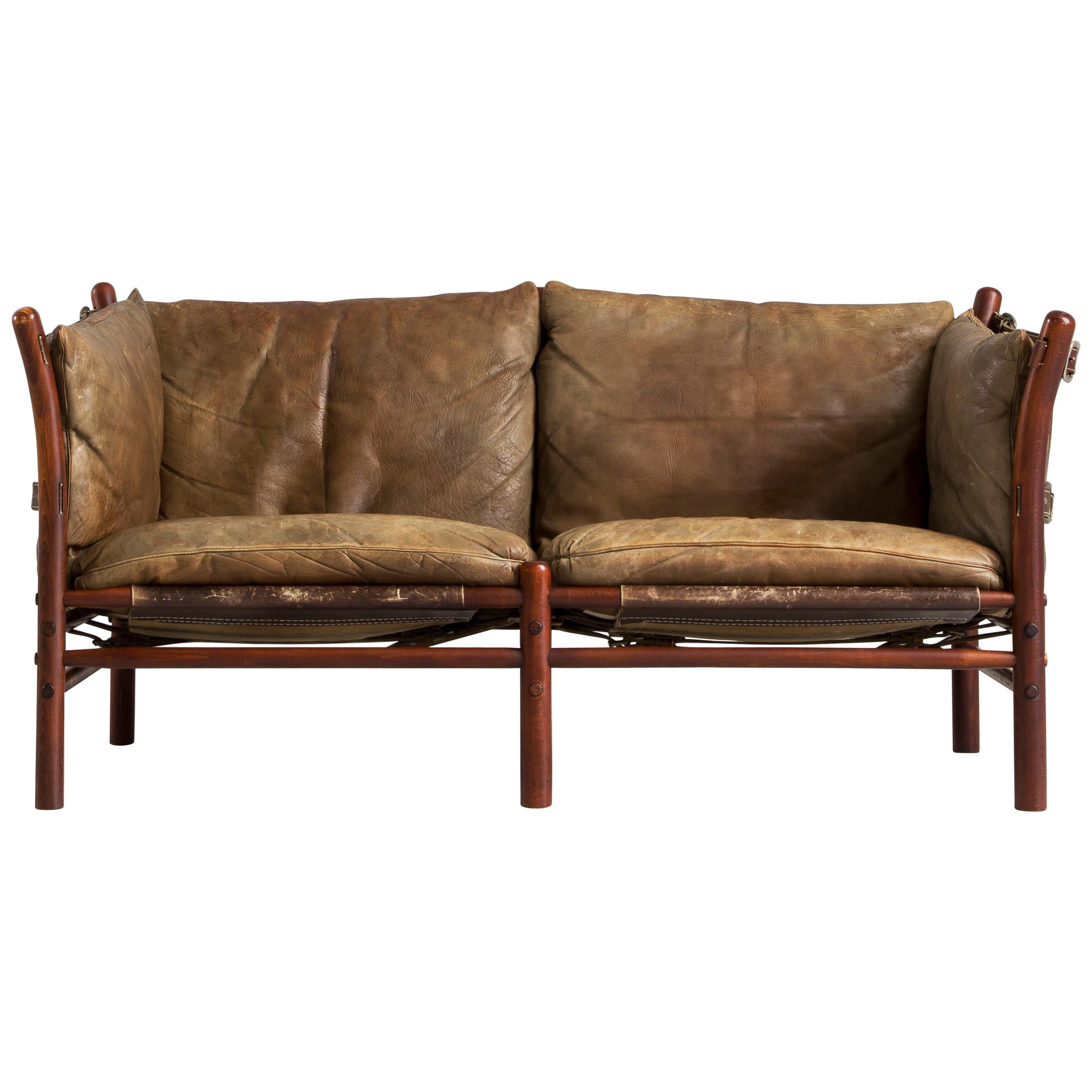Arne Norell ‘Illona’ Sofa with Brown Patinated Leather