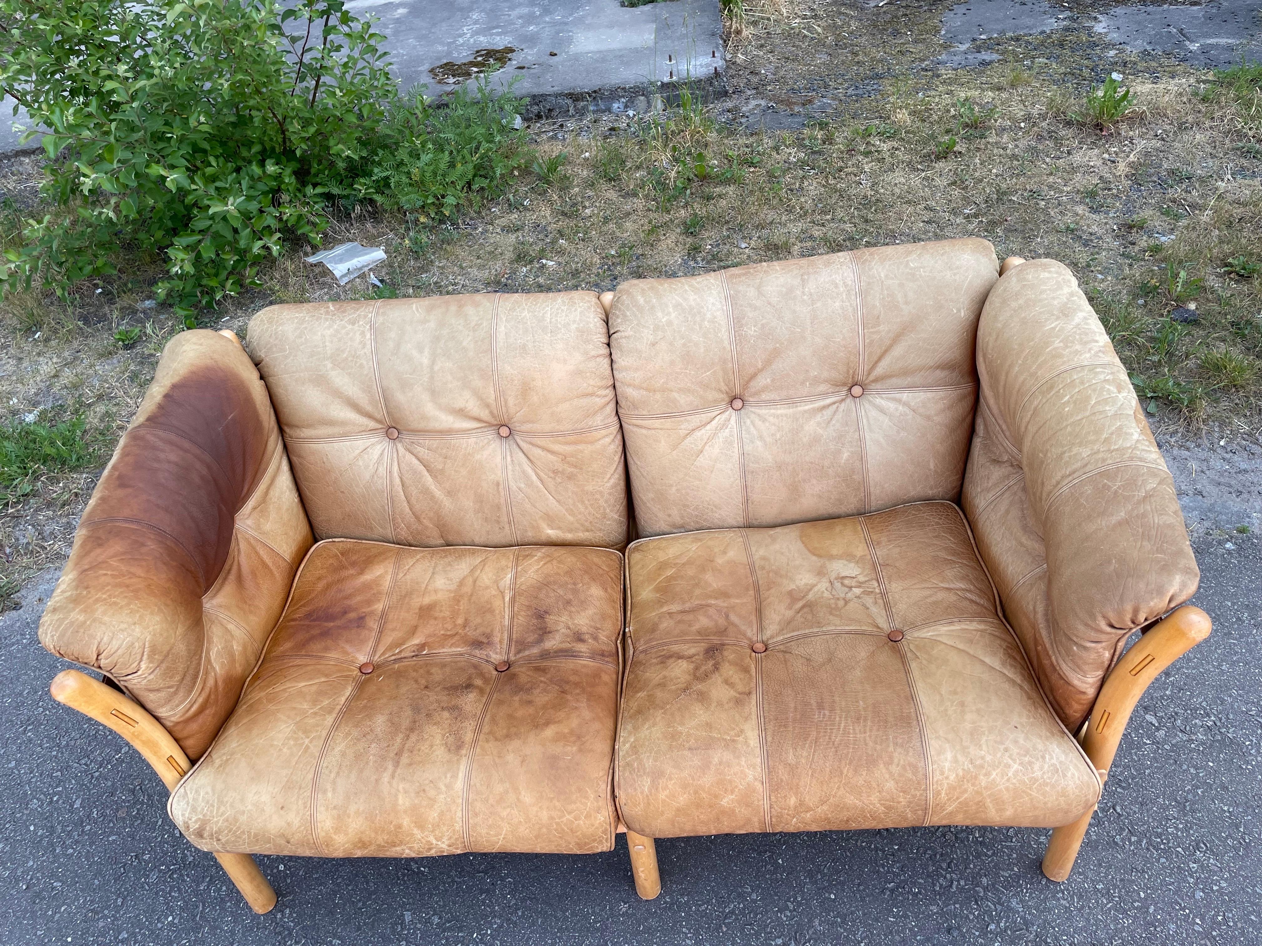 Leather Arne Norell Ilona sofa from the 1970´s For Sale