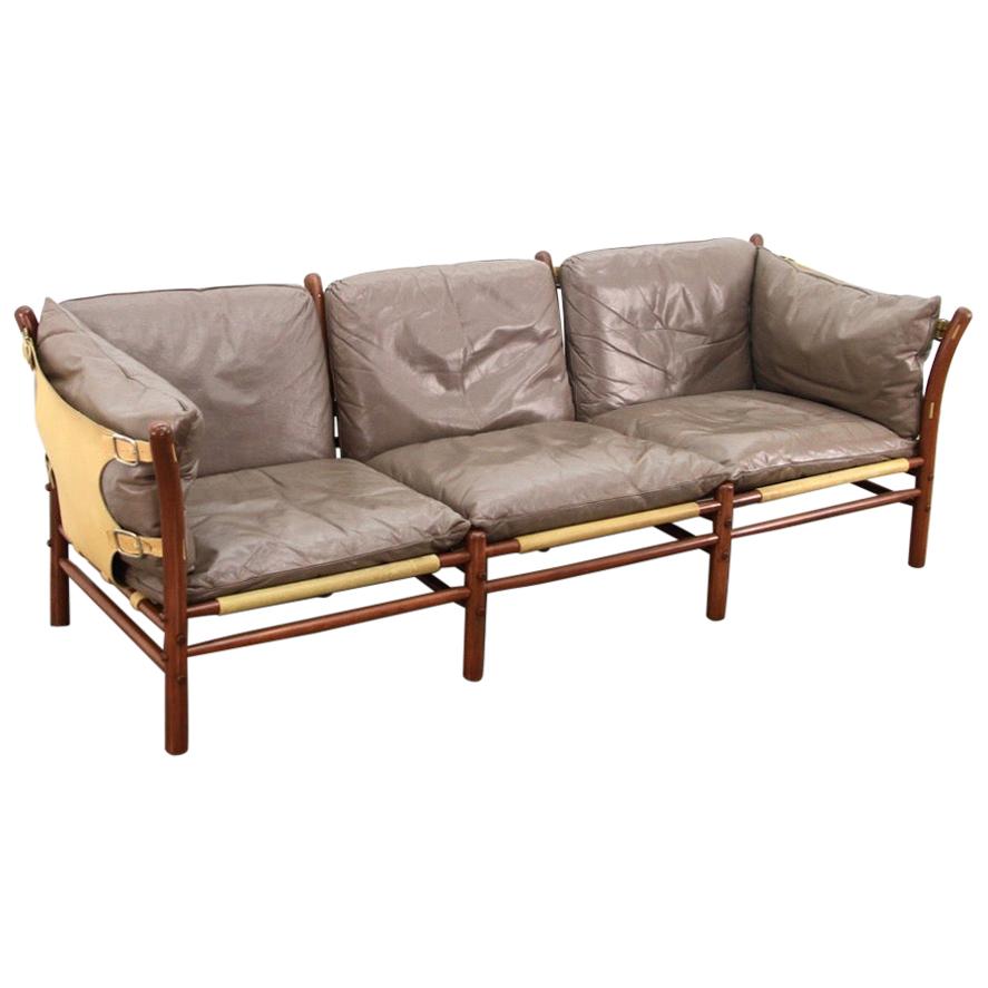 Arne Norell Ilona Sofa in Taupe and Natural Leather