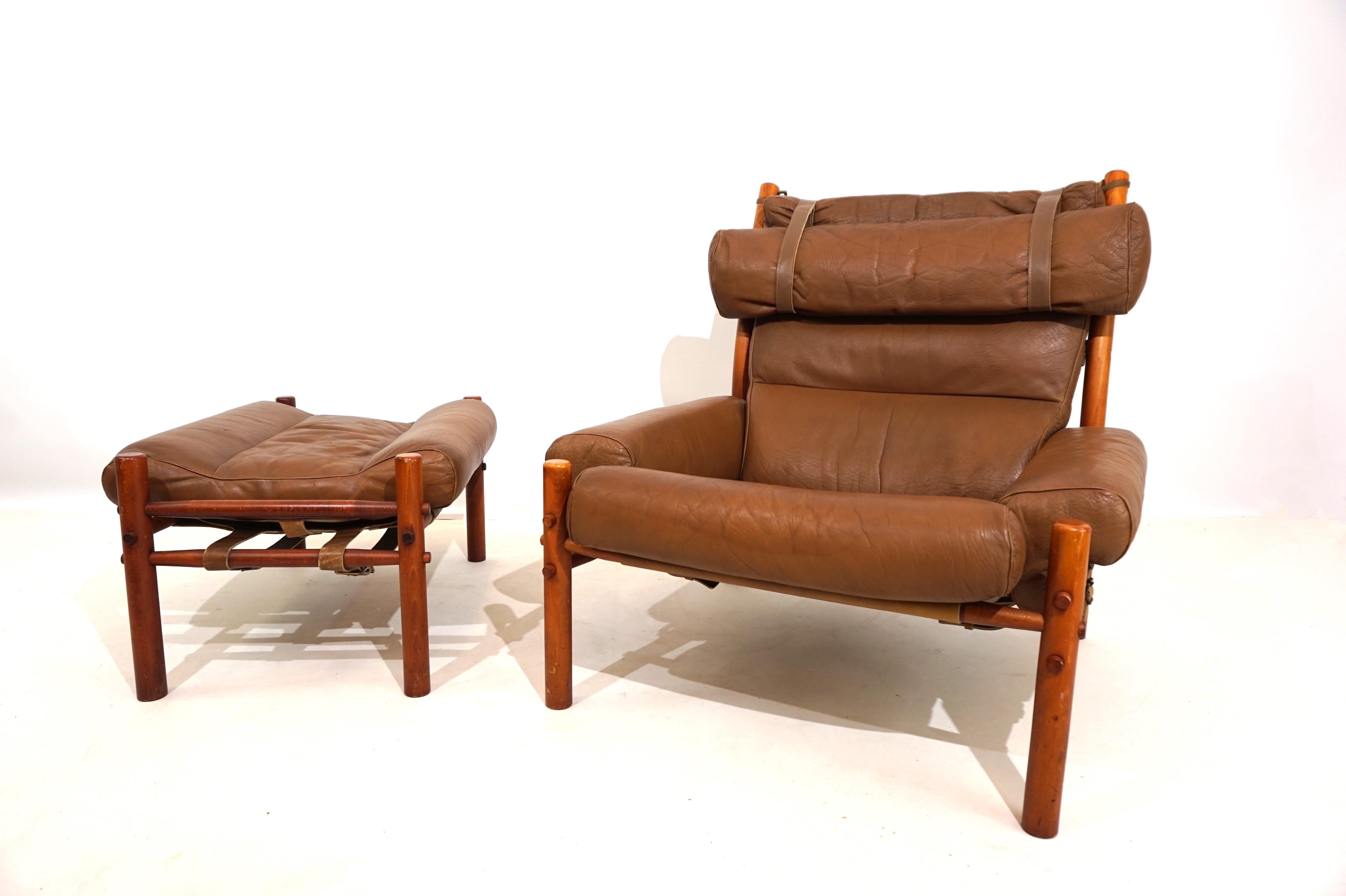 Mid-20th Century Arne Norell Inca chair with ottoman for Norell AB For Sale