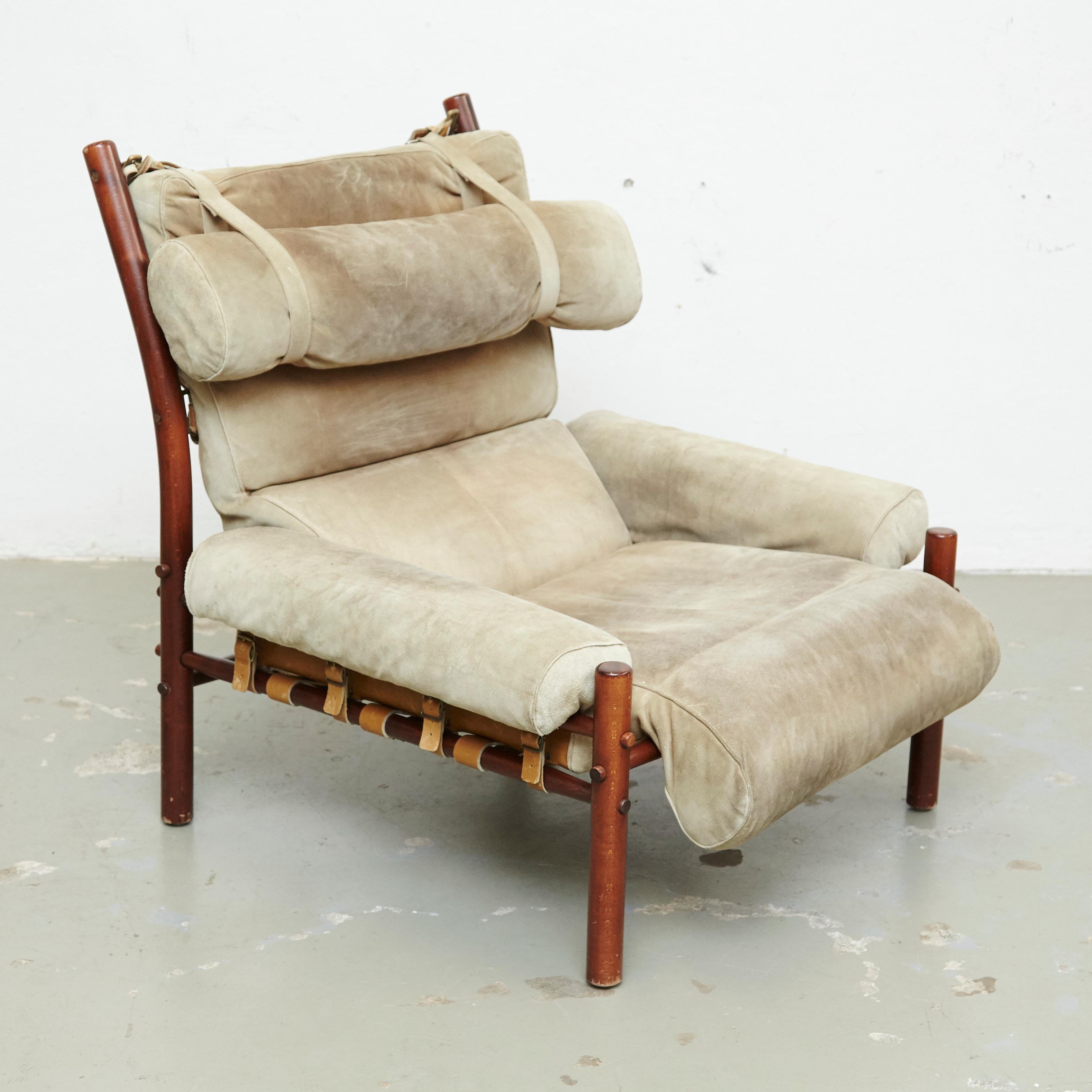 Mid-Century Modern Arne Norell Inca Easychair and Ottoman for Norell Mobel, circa 1970