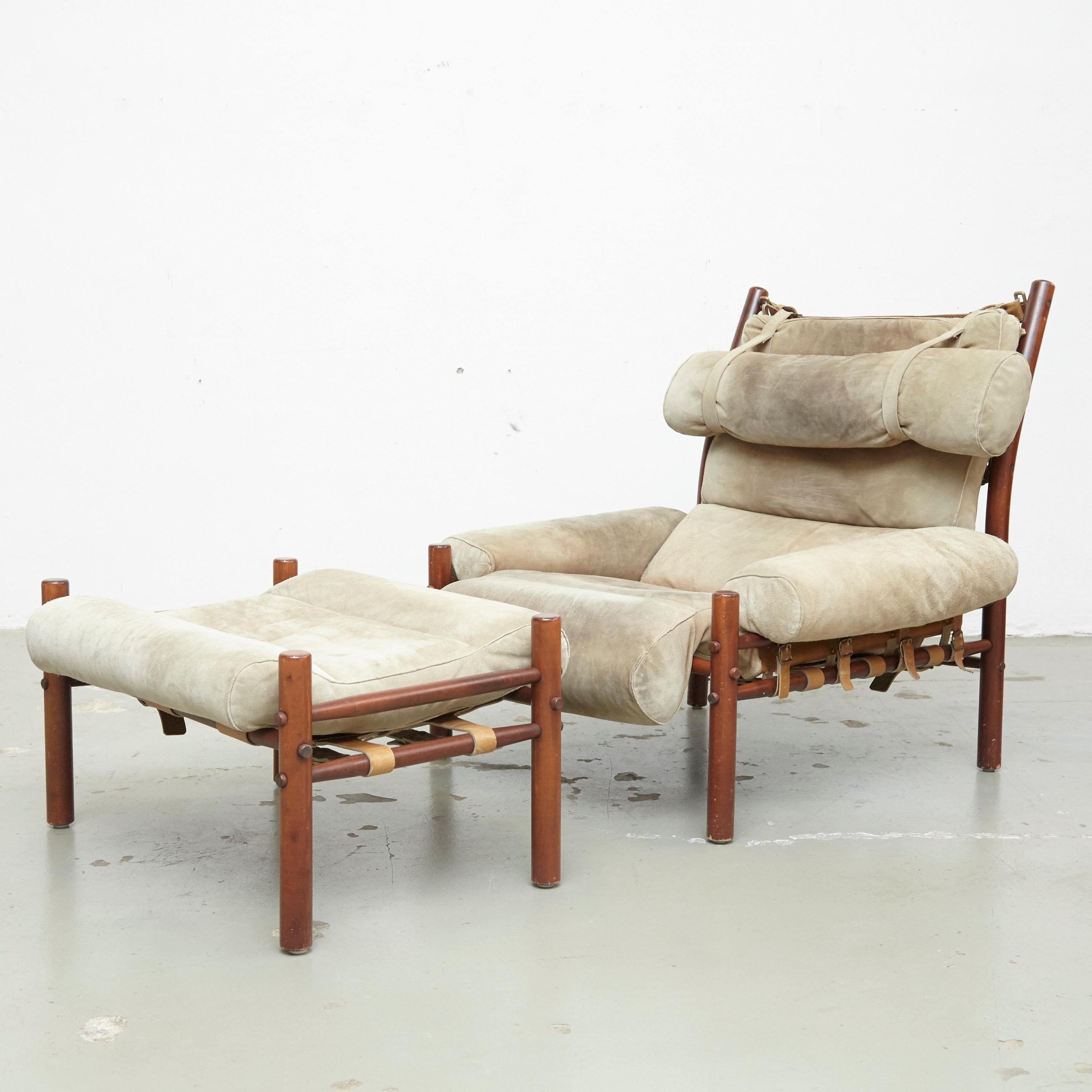 Swedish Arne Norell Inca Easychair and Ottoman for Norell Mobel, circa 1970