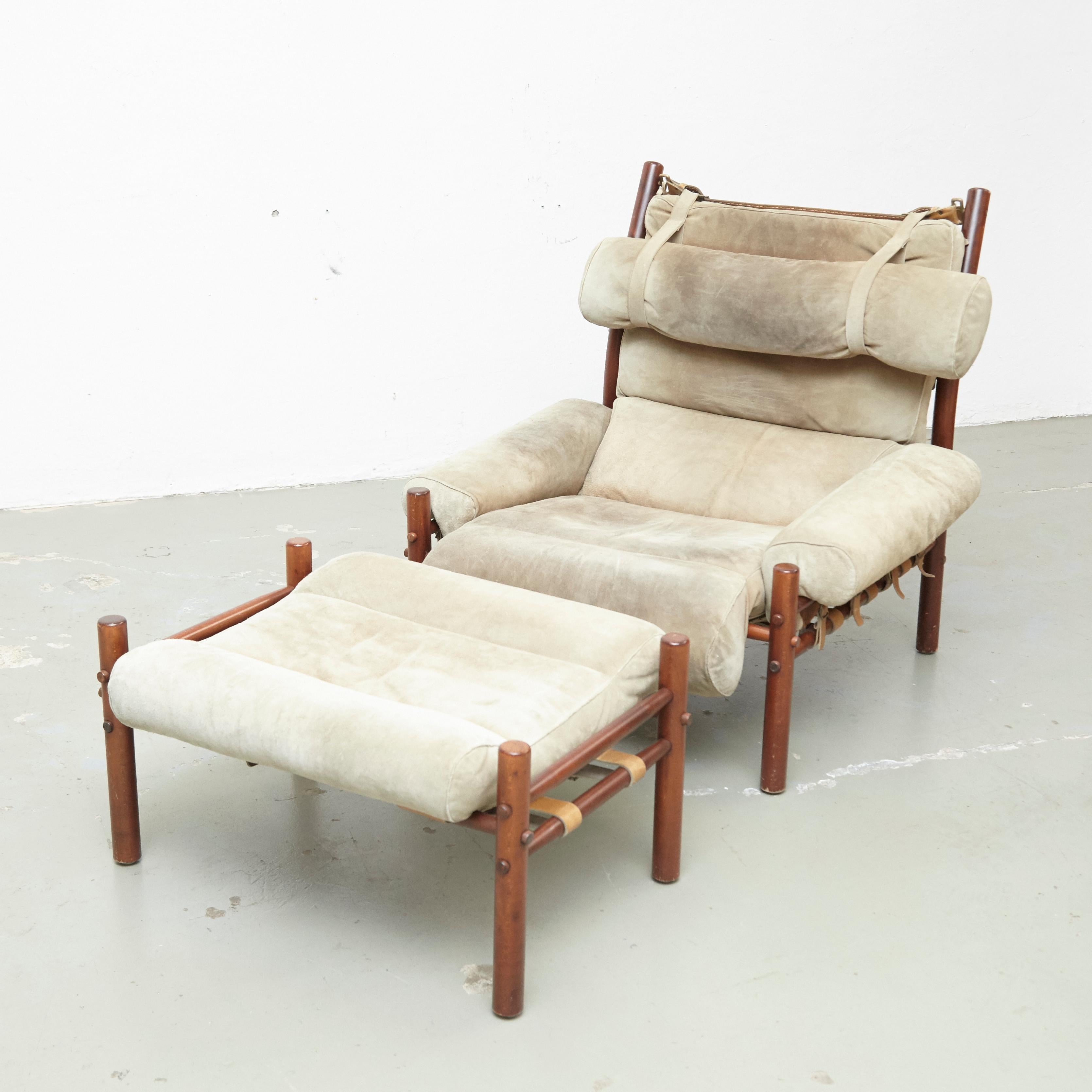 Arne Norell Inca Easychair and Ottoman for Norell Mobel, circa 1970 In Good Condition In Barcelona, Barcelona