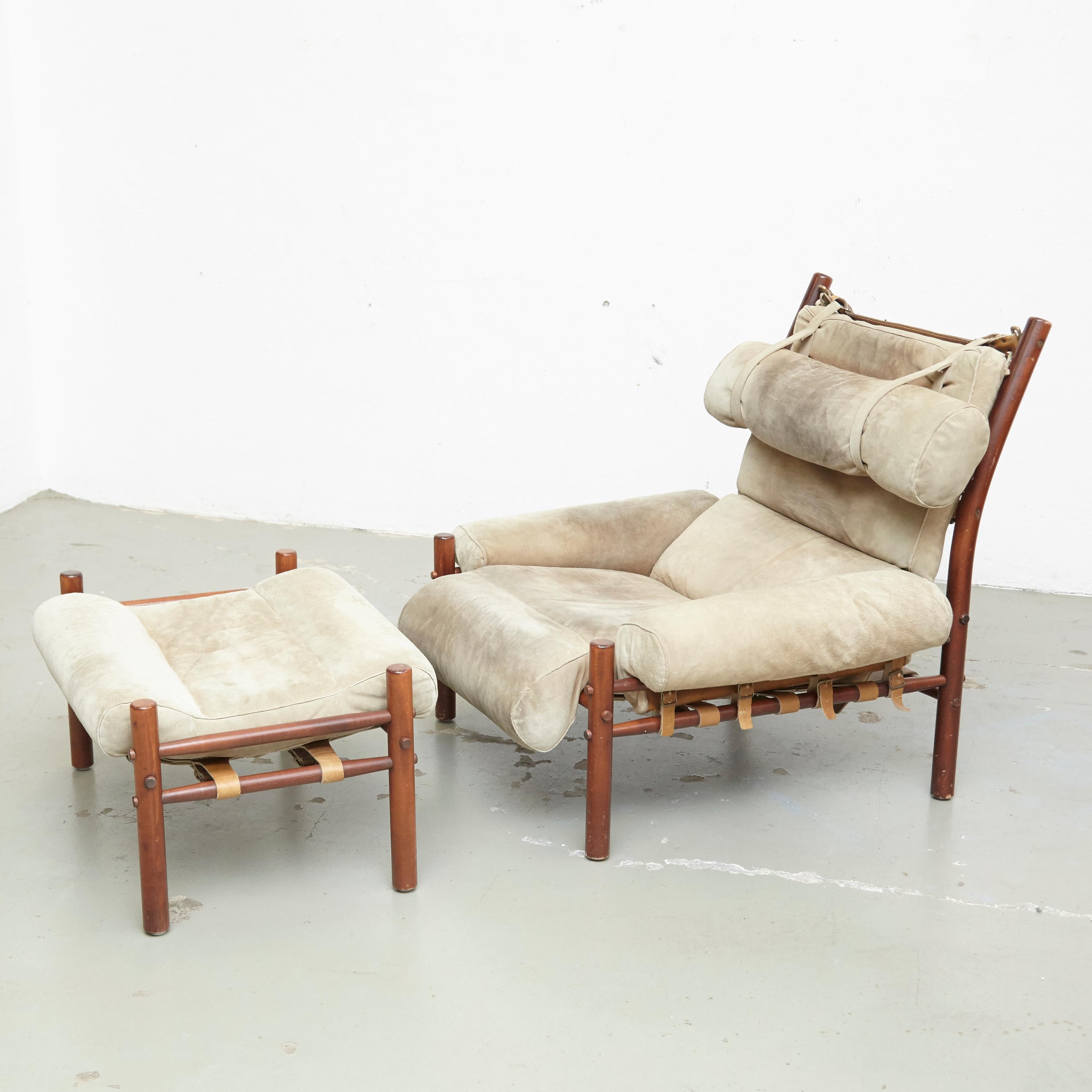 Late 20th Century Arne Norell Inca Easychair and Ottoman for Norell Mobel, circa 1970