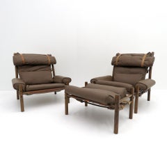 Arne Norell 'Inca' Leather Chairs and Ottoman, 1970