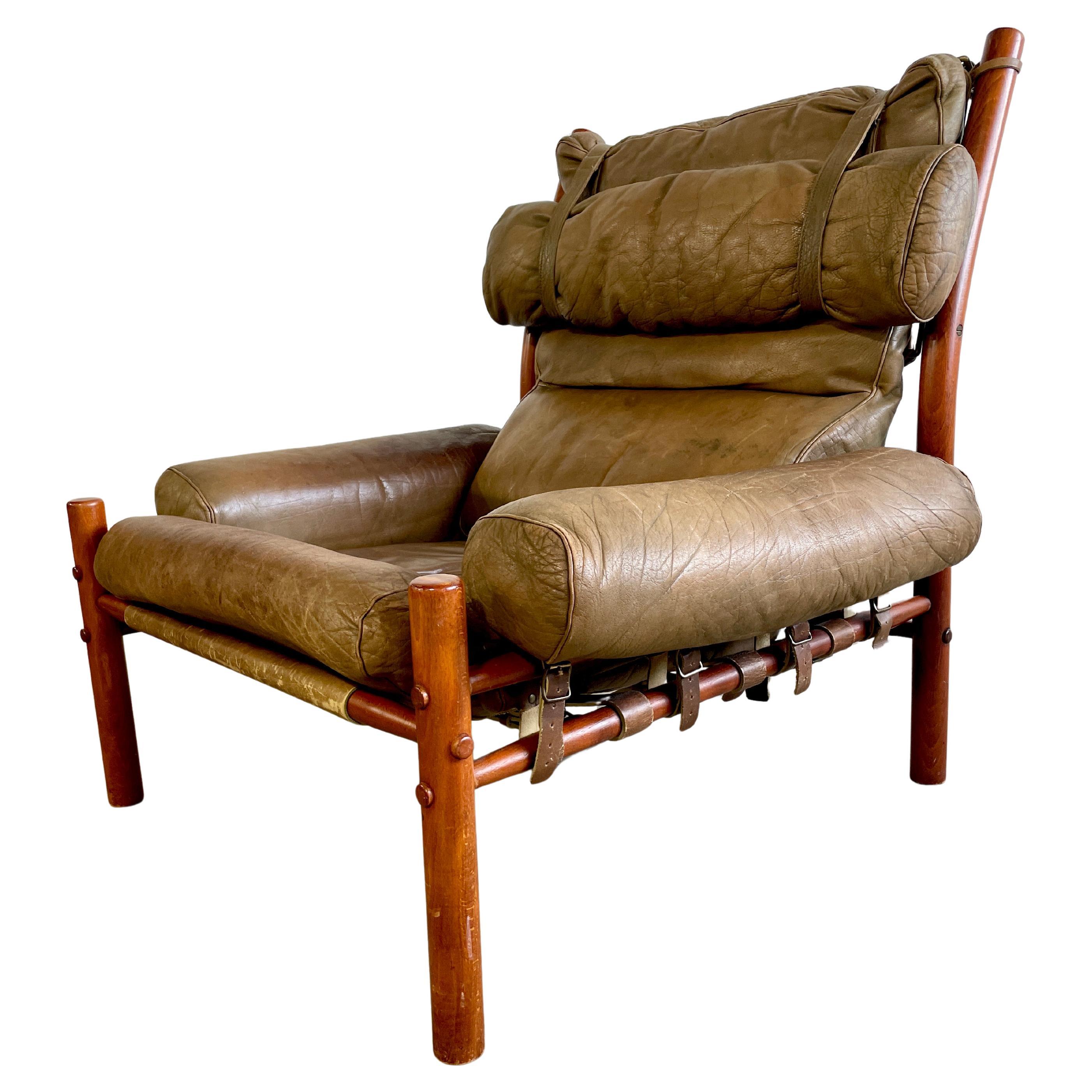 Arne Norell "Inca" Leather Lounge Safari Chair im Angebot