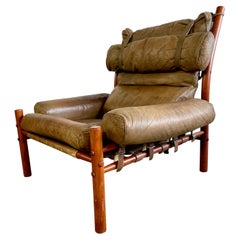 Arne Norell "Inca" Leather Lounge Safari Chair
