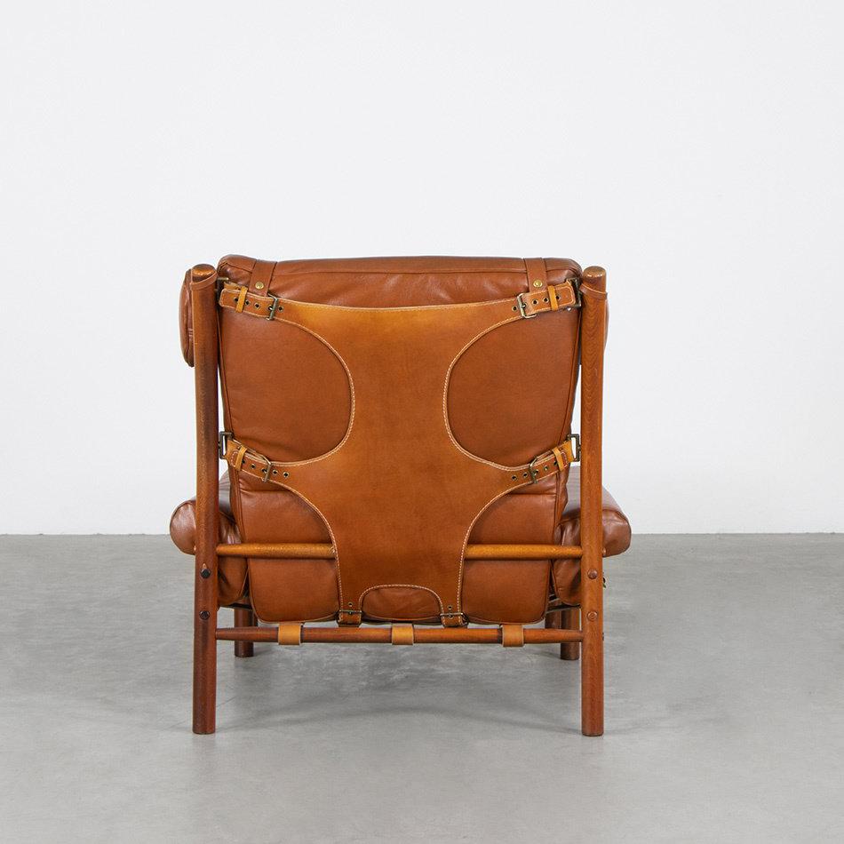 Swedish Arne Norell Inca Lounge Chair and Ottoman in new brown Leather for Norell Möbel