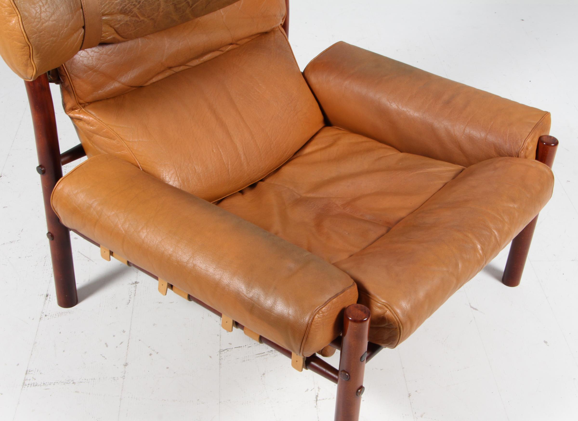 Suédois Chaise longue Arne Norell 'Inca' en cuir d'origine en vente
