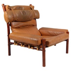 Chaise longue Arne Norell 'Inca' en cuir d'origine