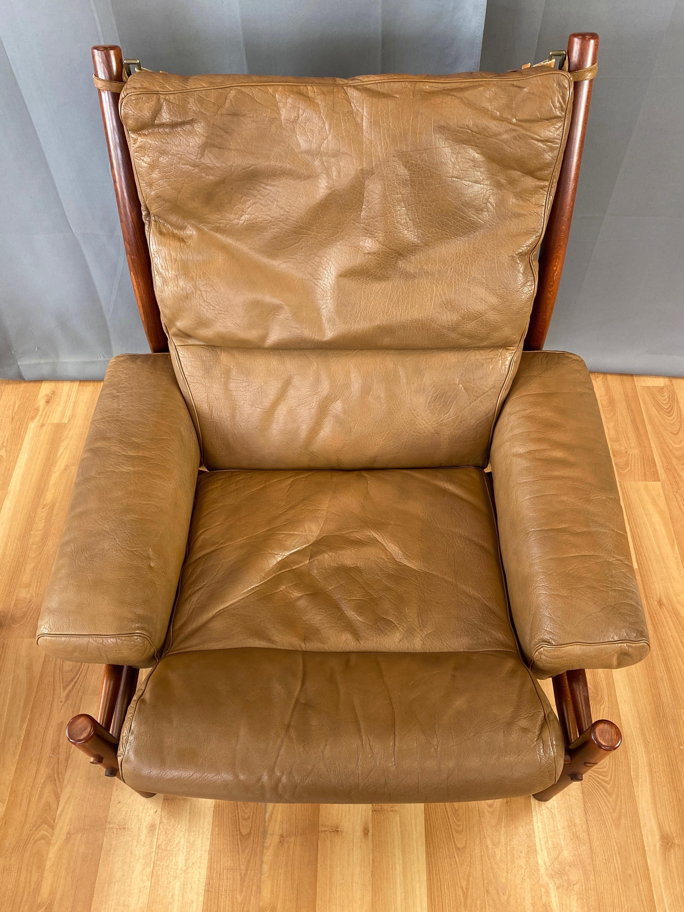 Arne Norell Inca Lounge Chair & Ottoman in Teak-Colored Beech and Leather, 1970s 9