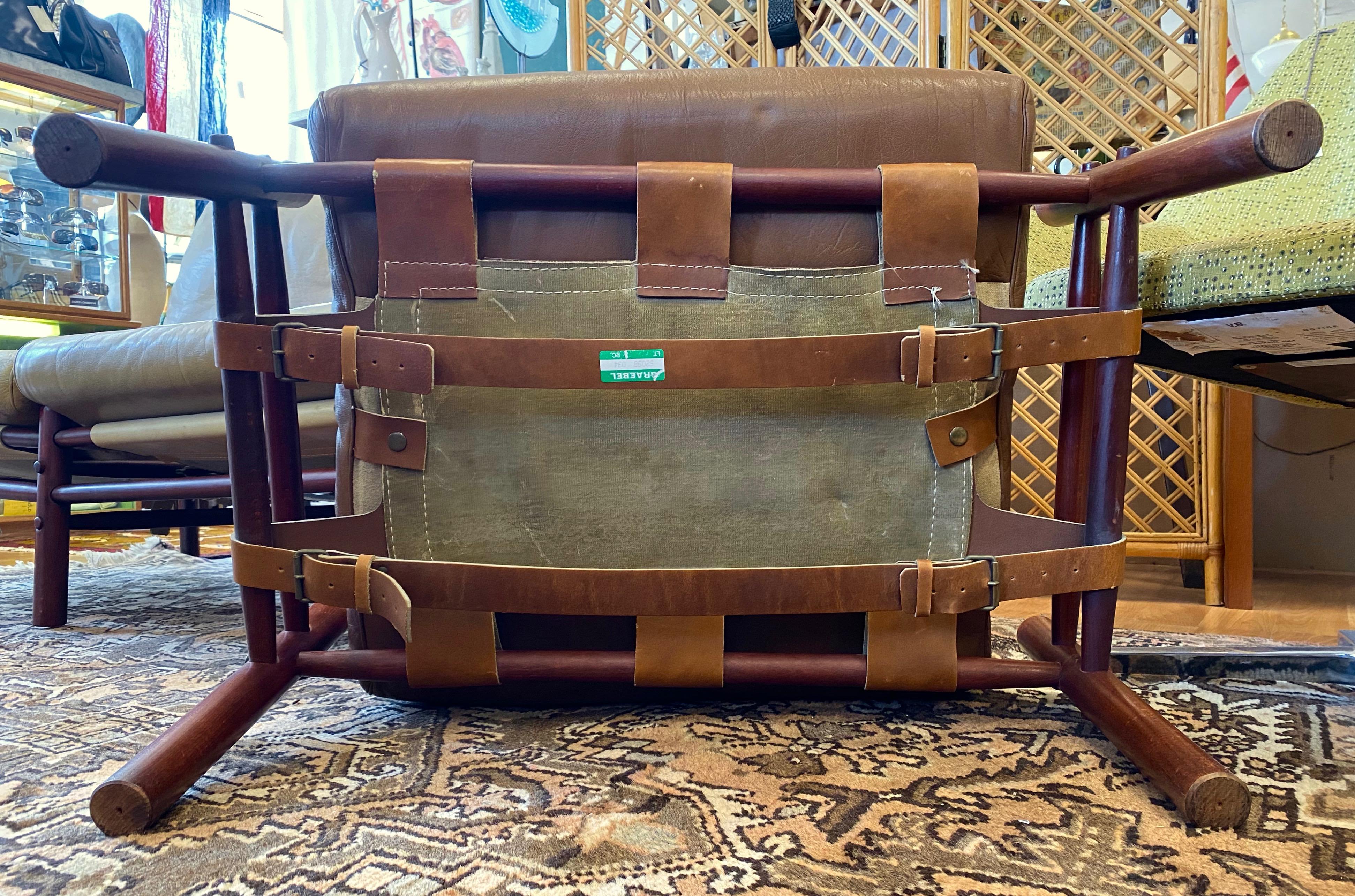 Arne Norell Inca Lounge Chair & Ottoman in Teak-Colored Beech and Leather, 1970s 12