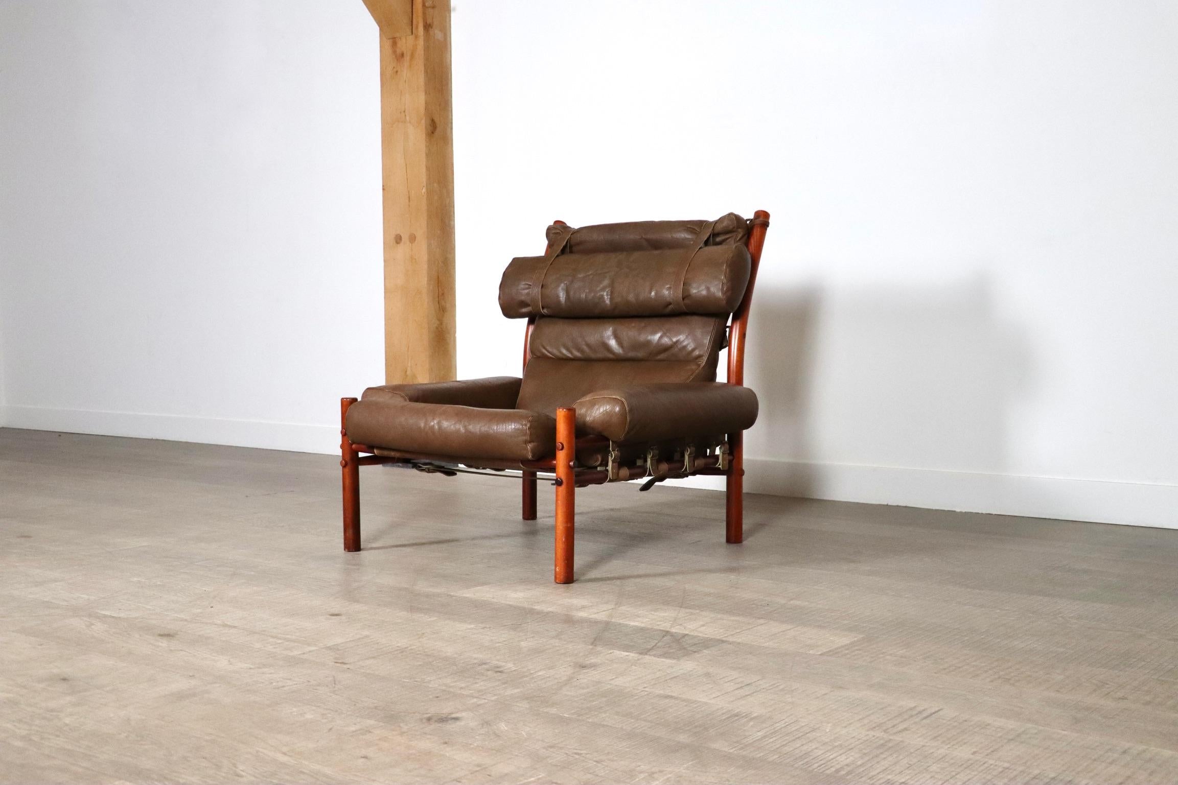 Leather Arne Norell Inca Lounge Chair, Sweden 1960s For Sale