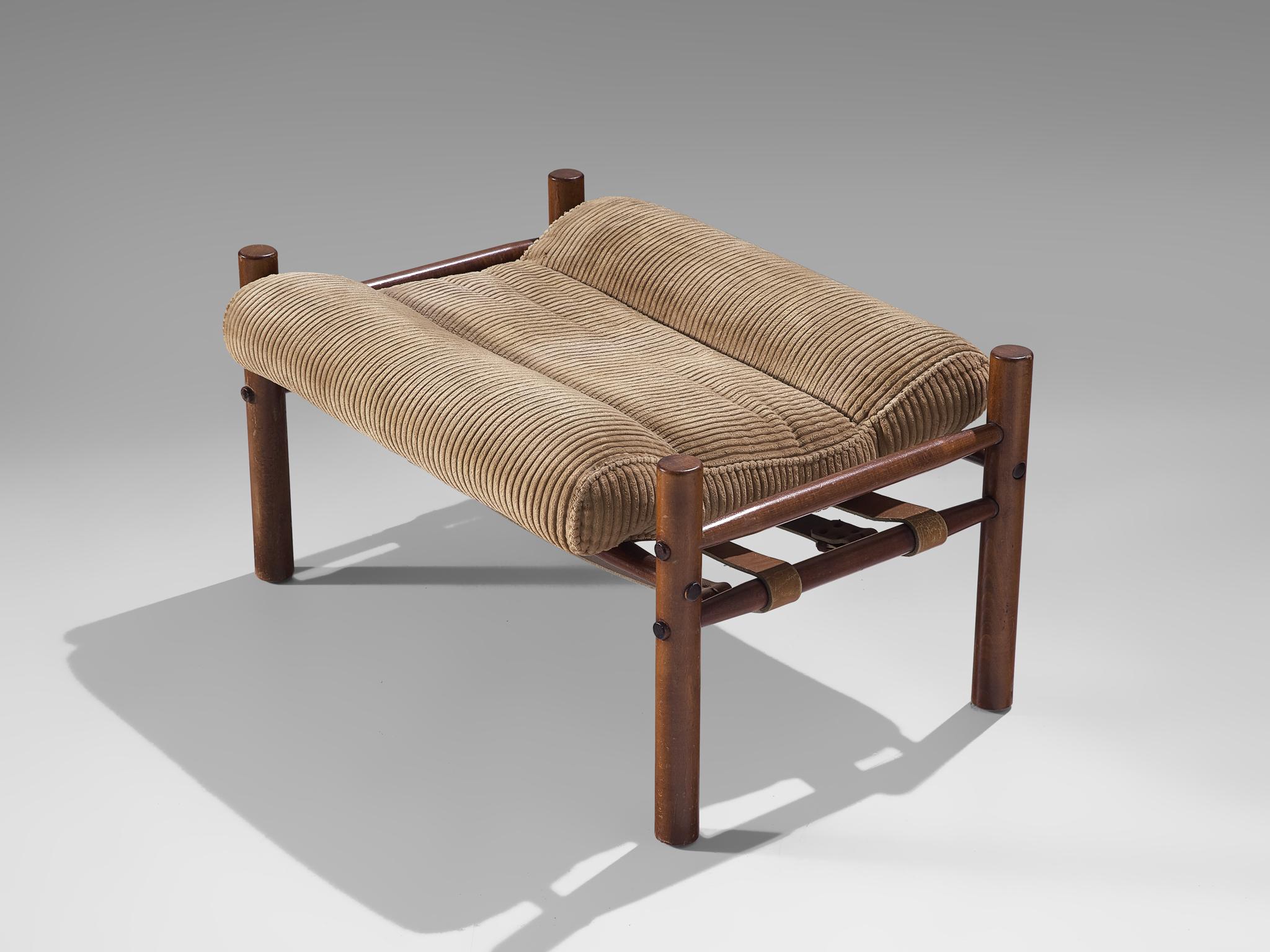 Arne Norell 'Inca' Lounge Chair with Ottoman in Corduroy 2