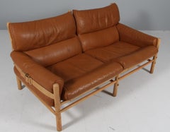 Arne Norell 'Inca' Lounge Chair with Ottoman in original leather