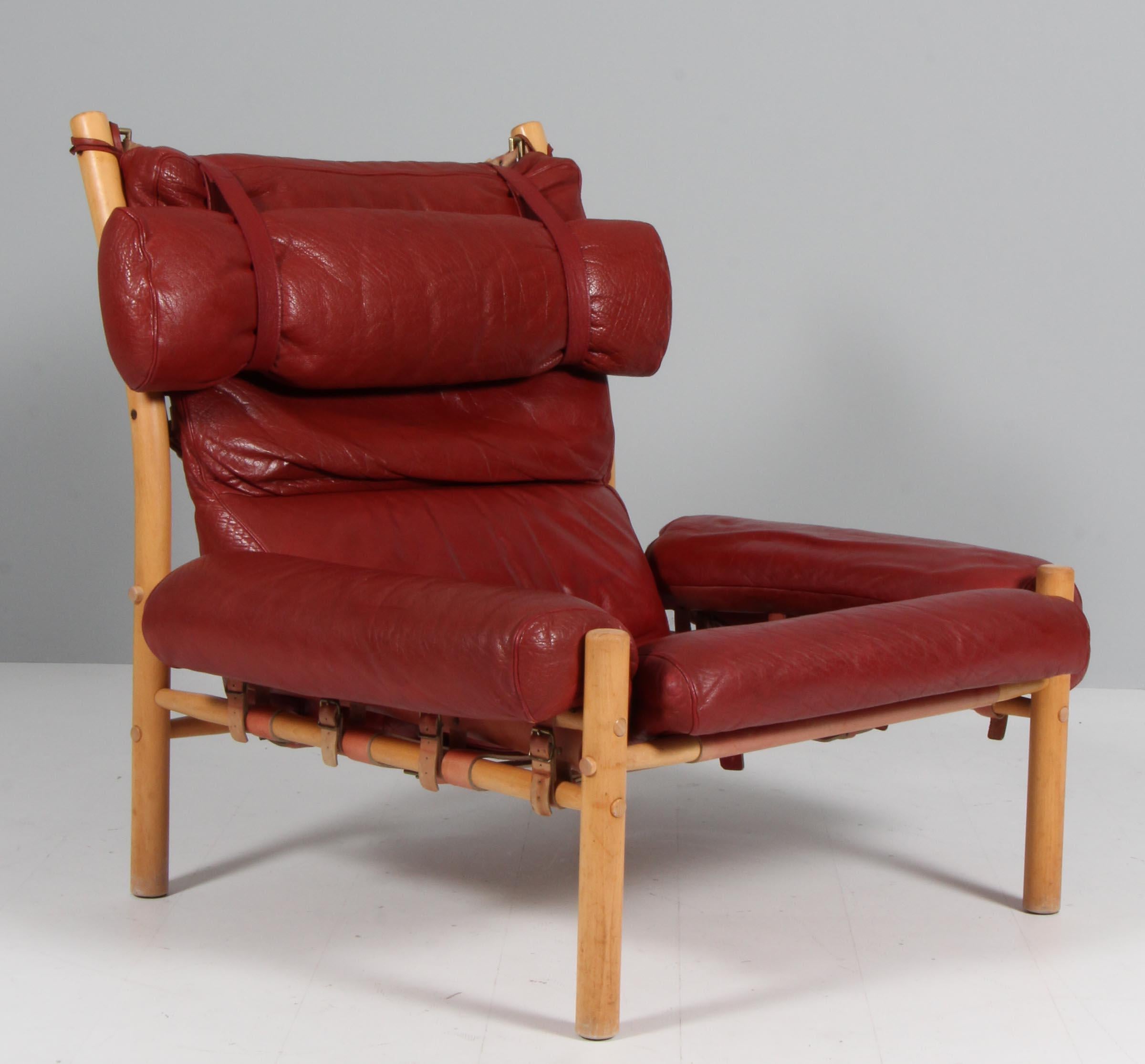 Swedish Arne Norell 'Inca' Lounge Chair with Ottoman in original leather For Sale