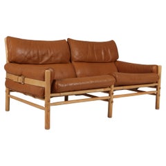 Arne Norell 'Inca' Lounge Chair with Ottoman in original leather
