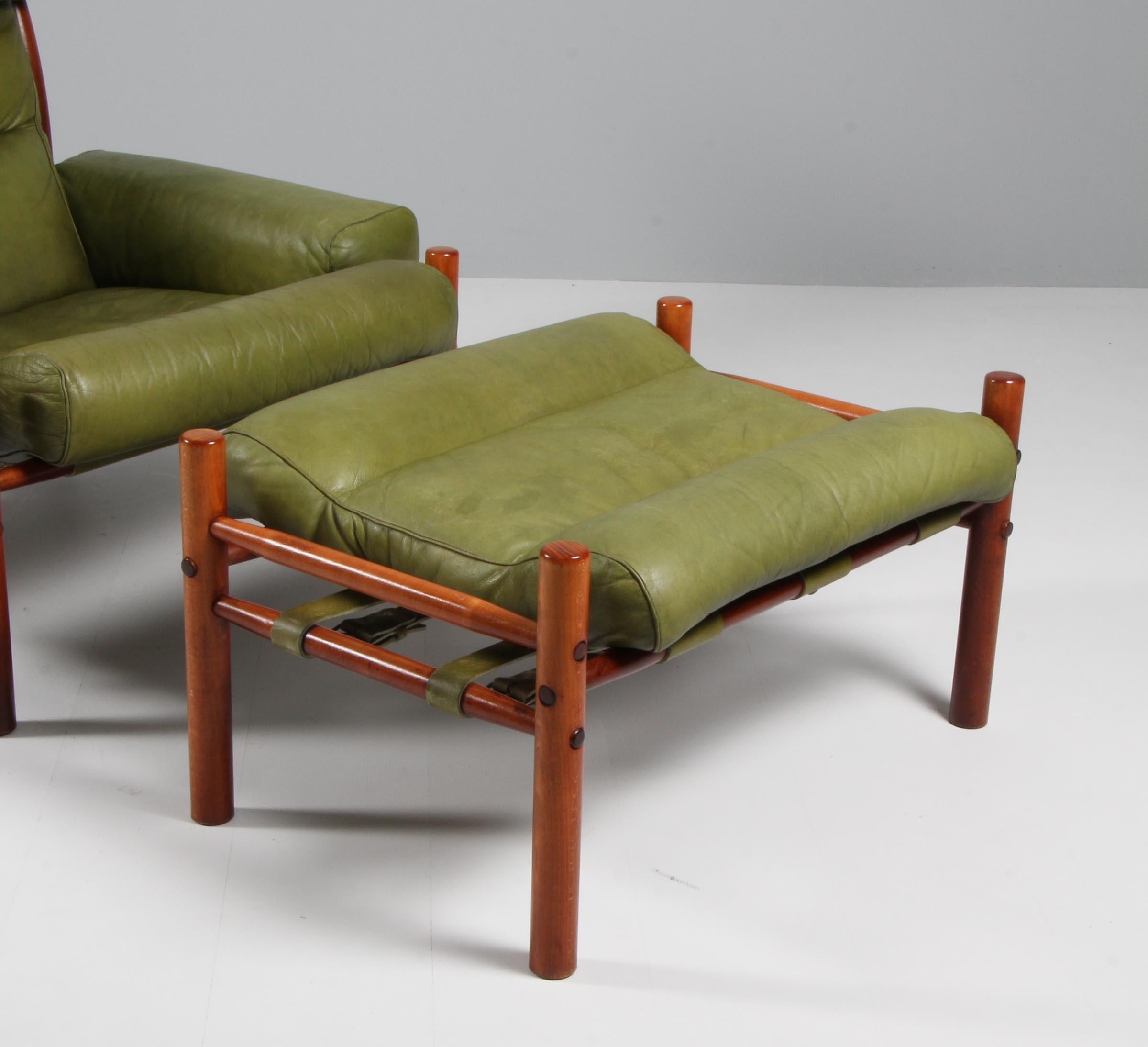 Late 20th Century Arne Norell 'Inca' Lounge Chair with Ottoman in Patinated Leather