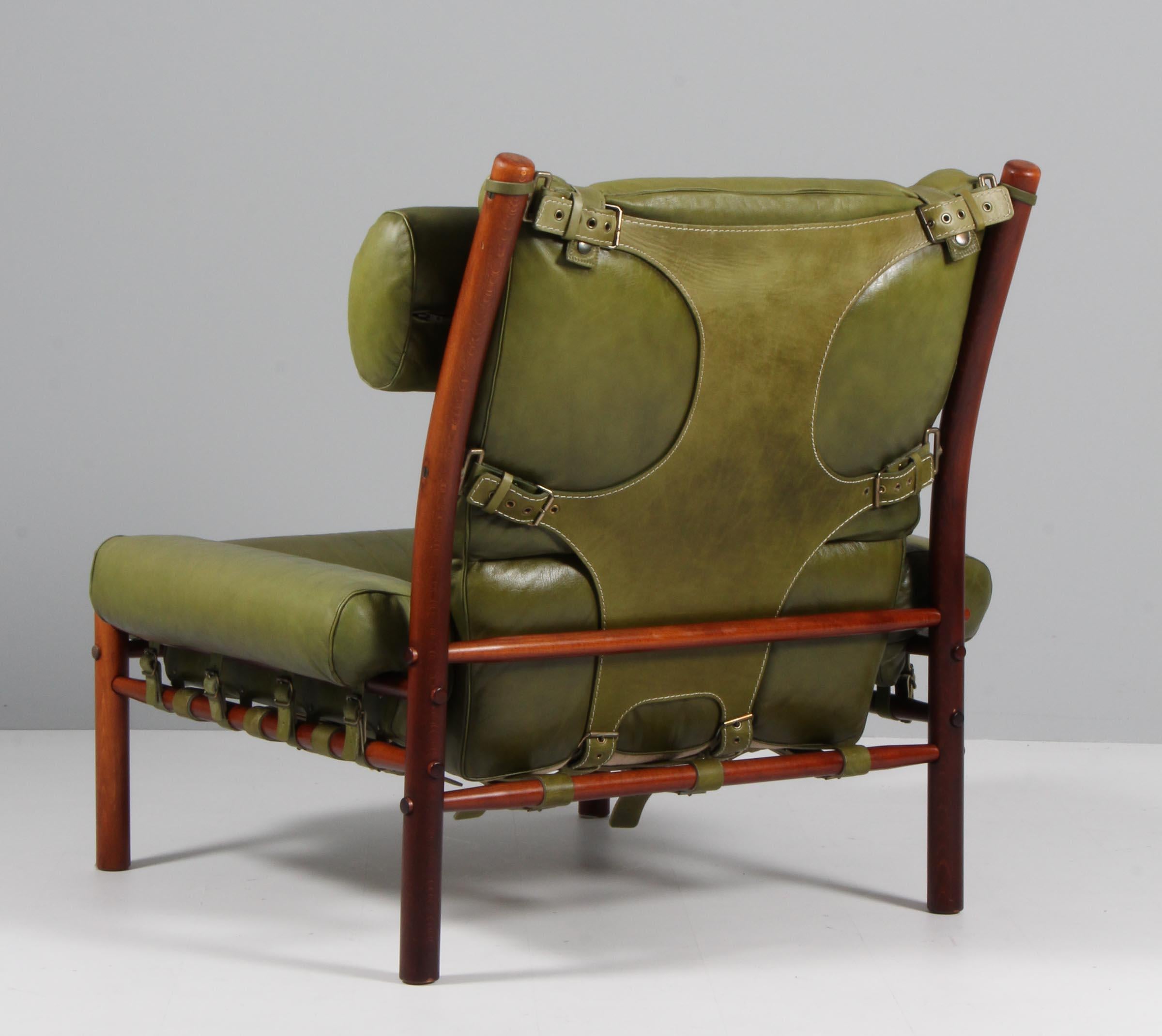 Arne Norell 'Inca' Lounge Chair with Ottoman in Patinated Leather 2