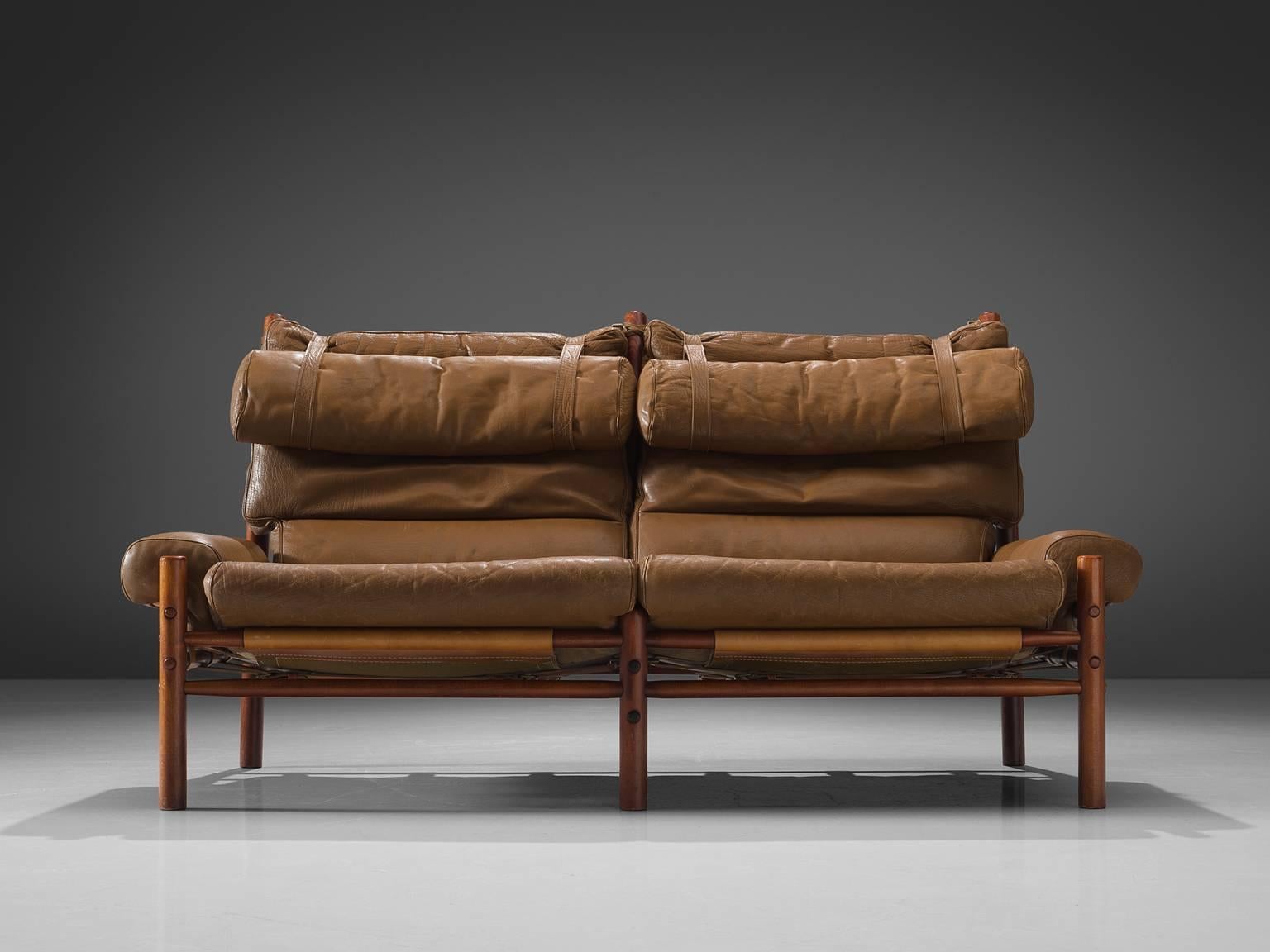 Scandinavian Modern Arne Norell 'Inca' Sofa with Cognac Buffalo Leather