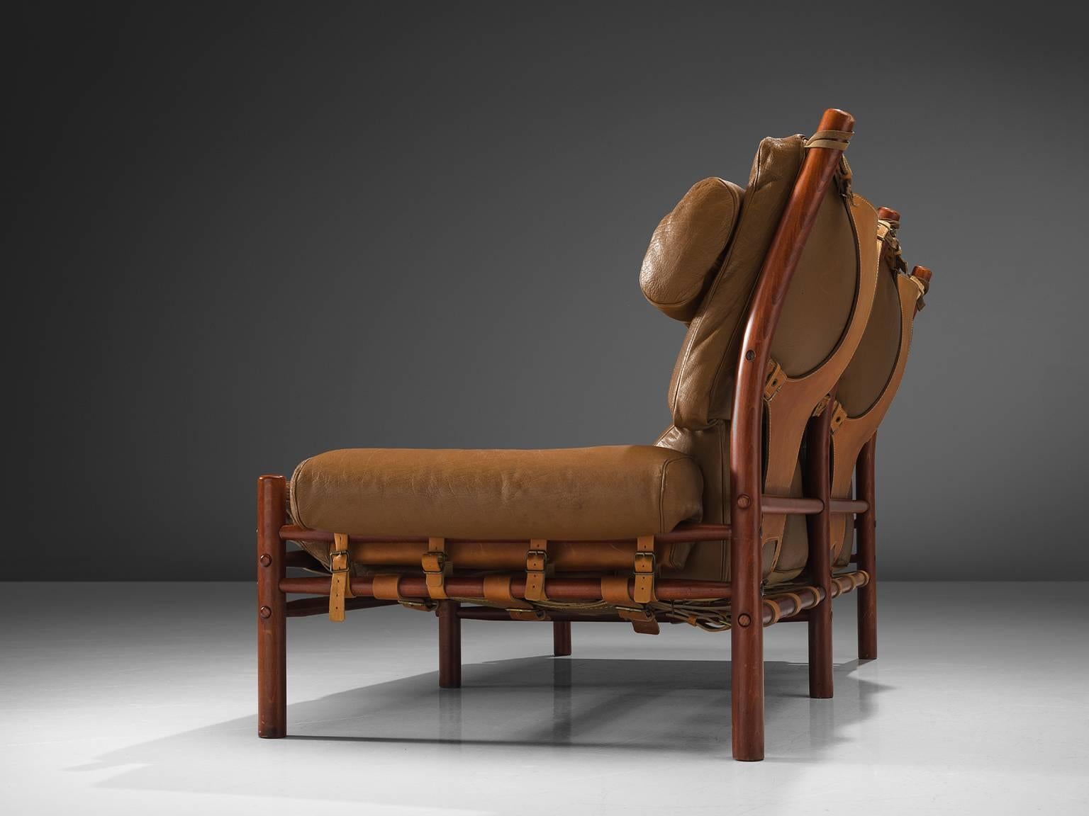 Swedish Arne Norell 'Inca' Sofa with Cognac Buffalo Leather