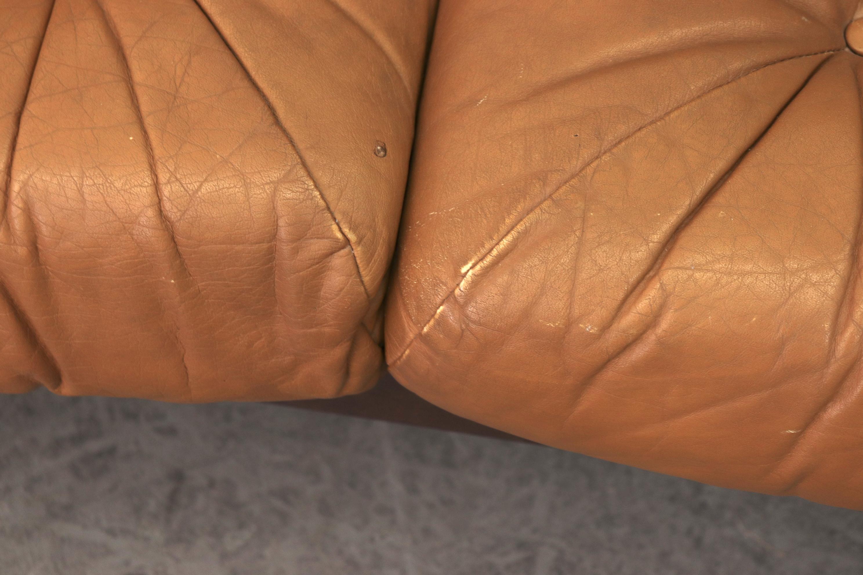 Arne Norell Inspired Butterscotch Tufted Leather Sofa for llums Bolighus 8
