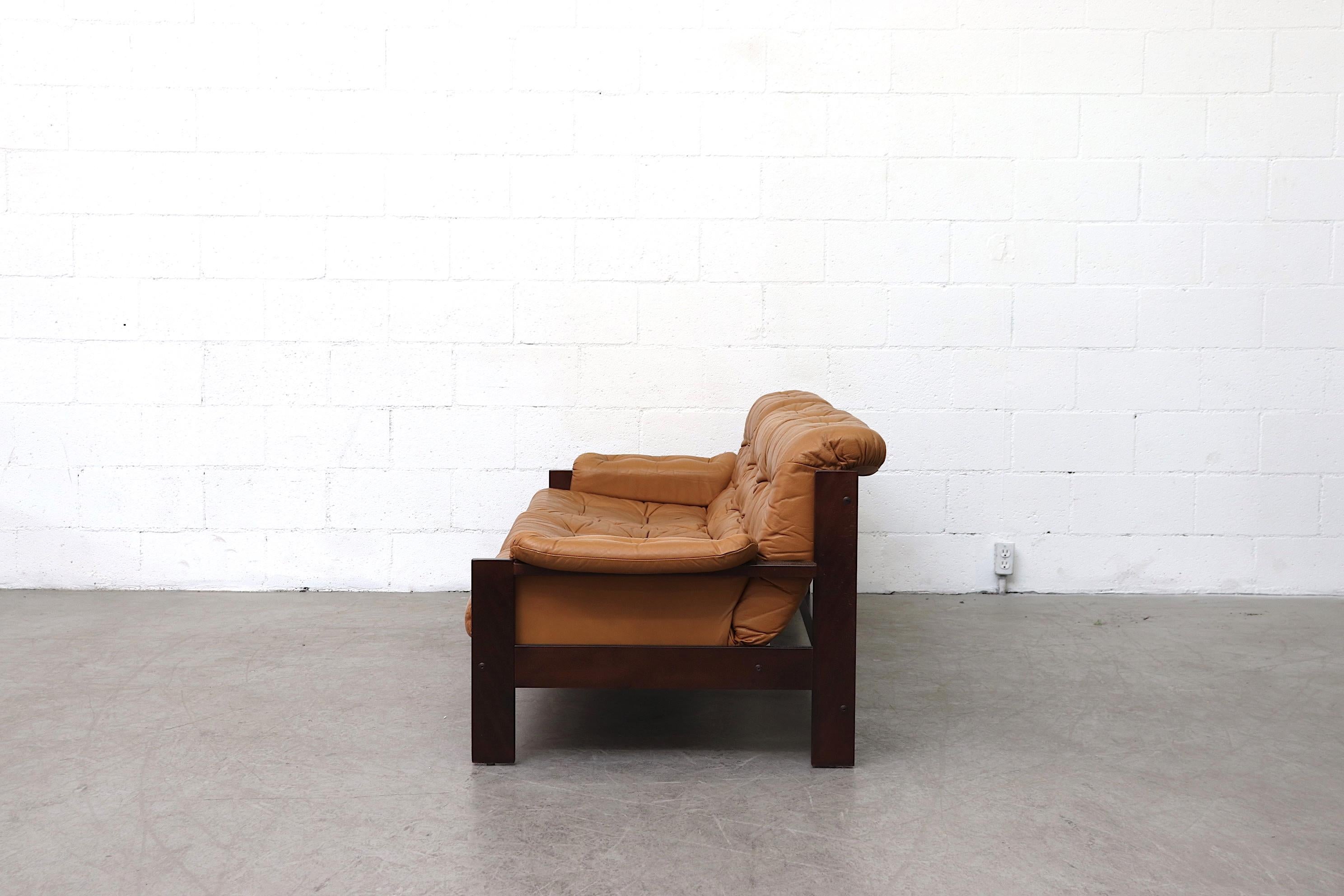 Danish Arne Norell Inspired Butterscotch Tufted Leather Sofa for llums Bolighus