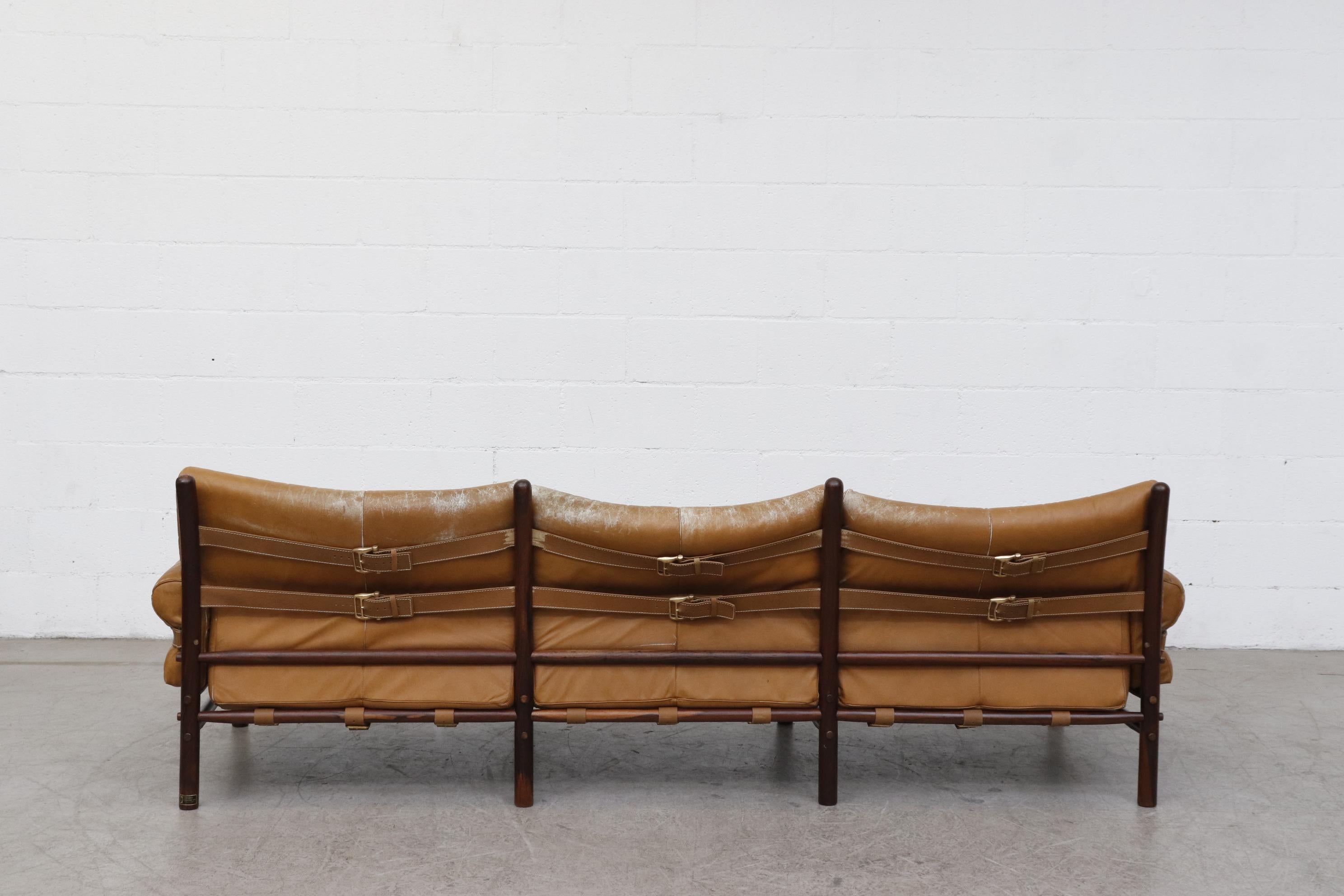 Late 20th Century Arne Norell Kon-Tiki Leather 3-Seat Sofa