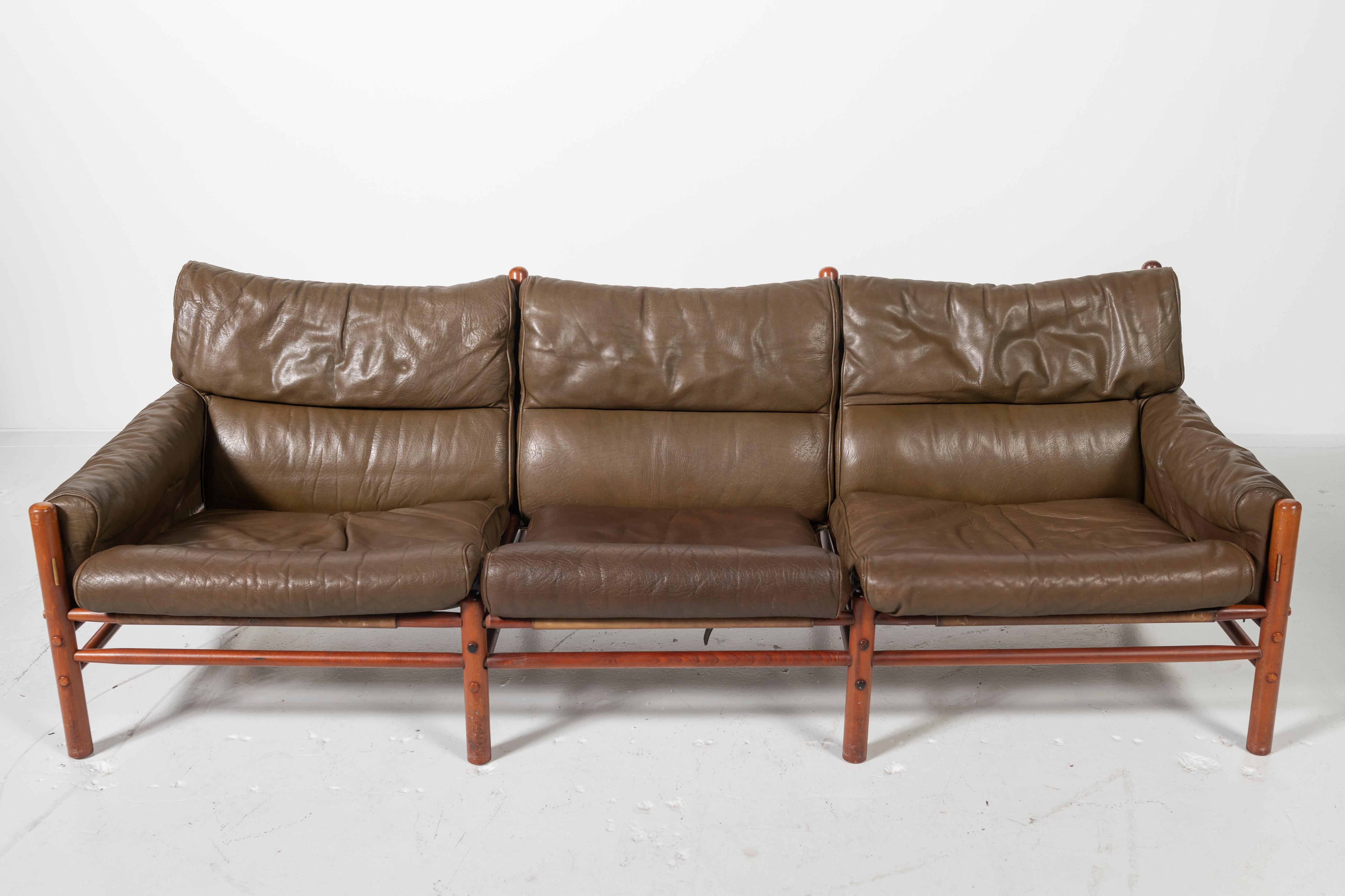 Mid-Century Modern Arne Norell Kontiki Leather Sofa