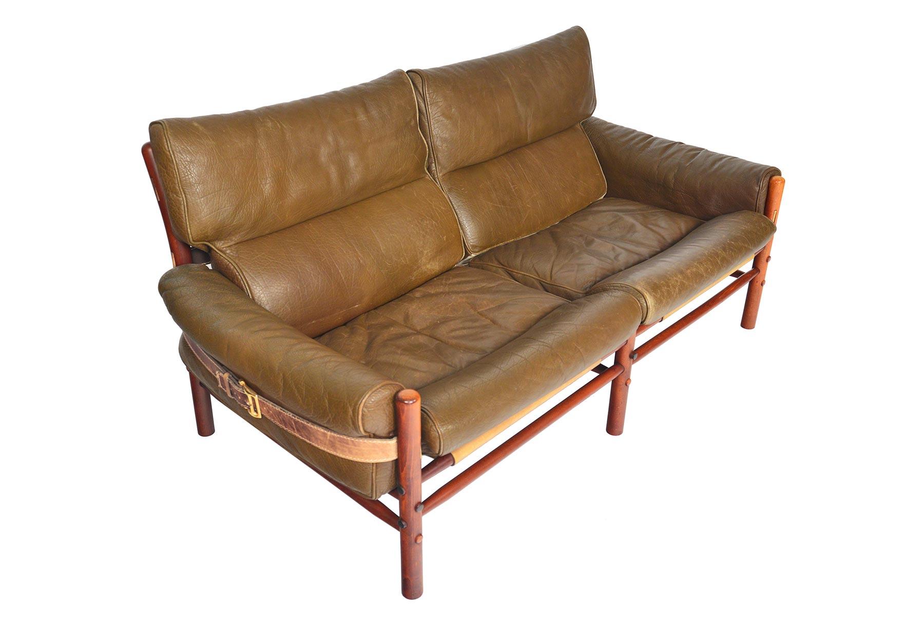 Scandinavian Modern Arne Norell Kontiki Loveseat in Leather