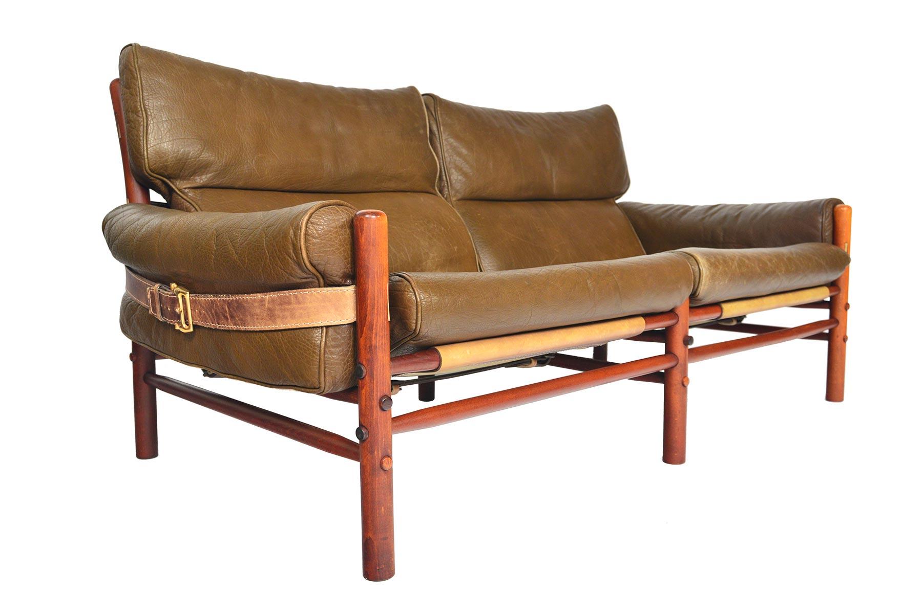 Swedish Arne Norell Kontiki Loveseat in Leather