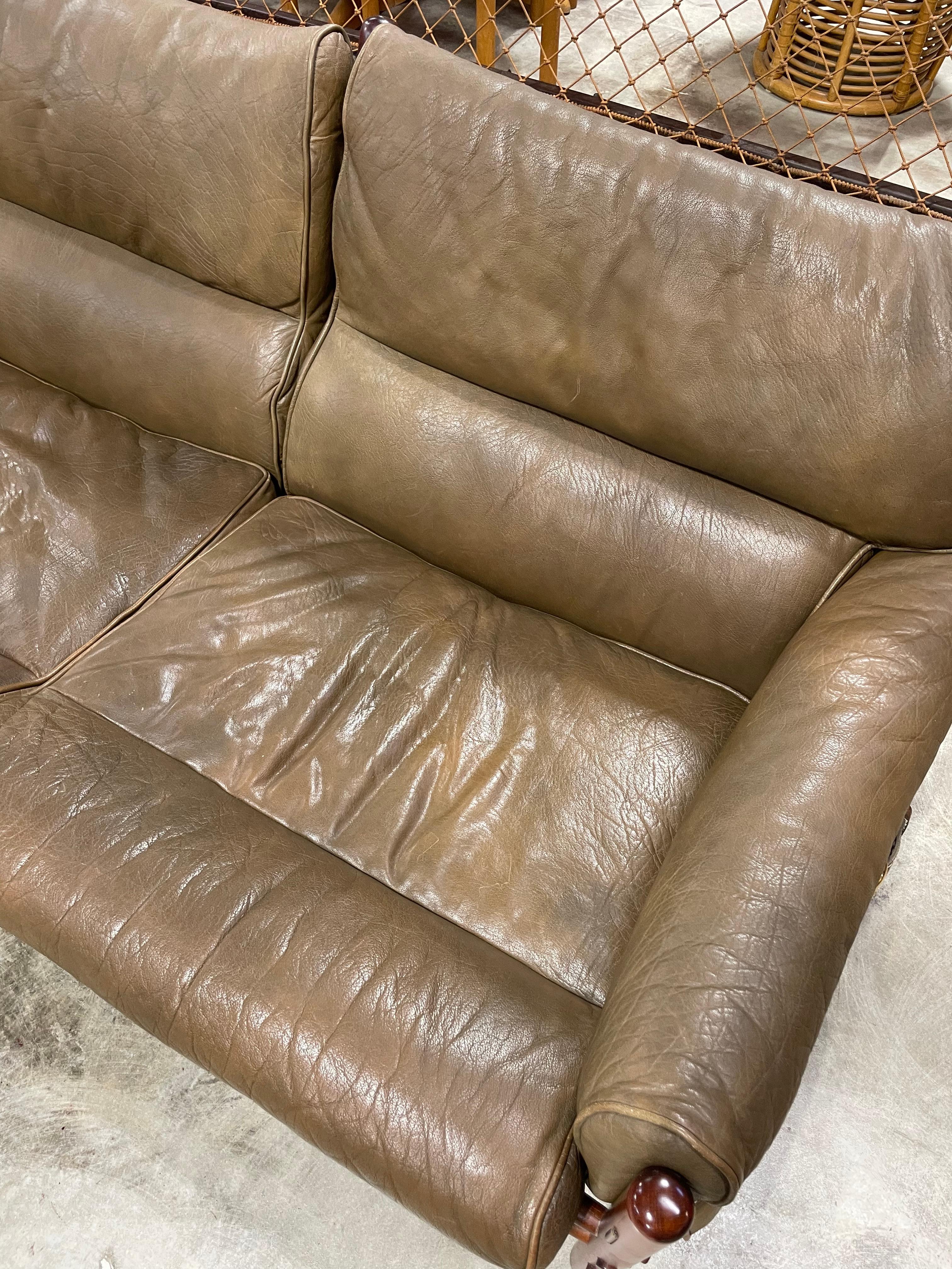 Arne Norell “Kontiki” Safari Leather Sofa For Sale 9