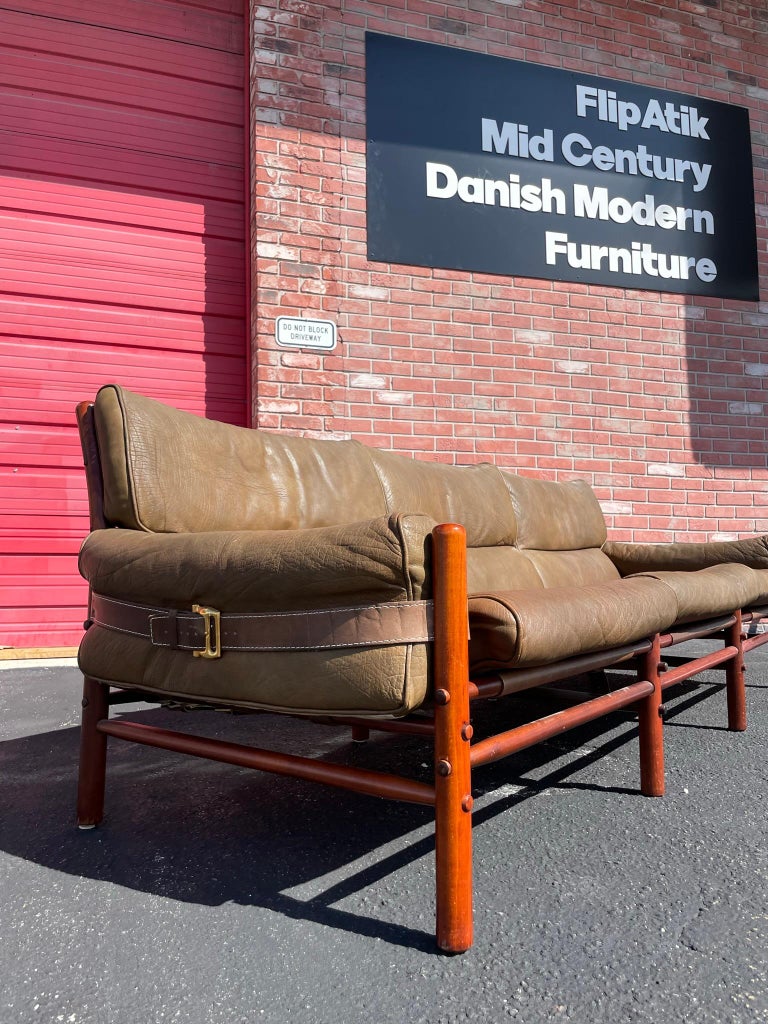 Arne Norell “Kontiki” Safari Leather Sofa For Sale at 1stDibs