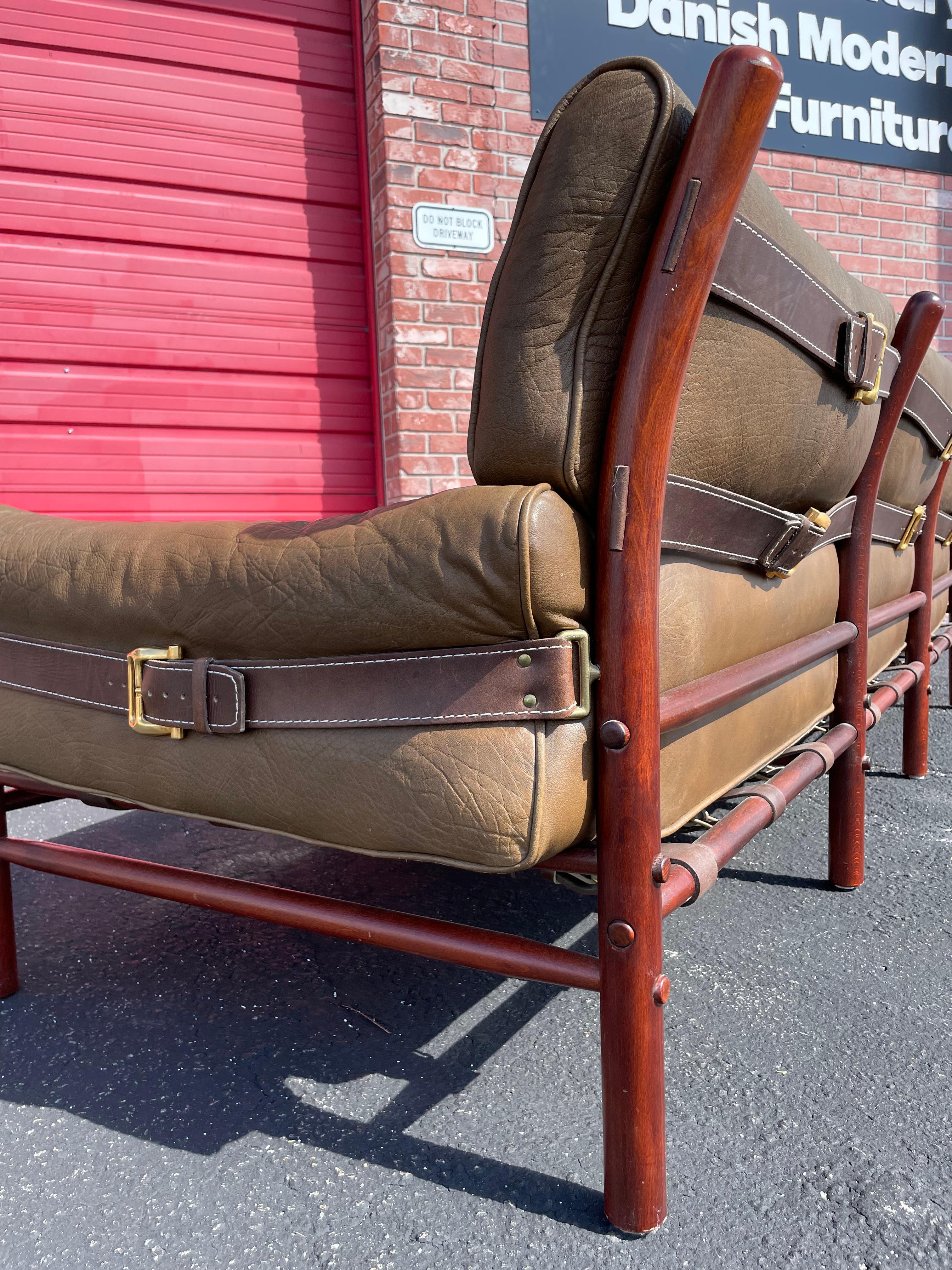 Late 20th Century Arne Norell “Kontiki” Safari Leather Sofa For Sale